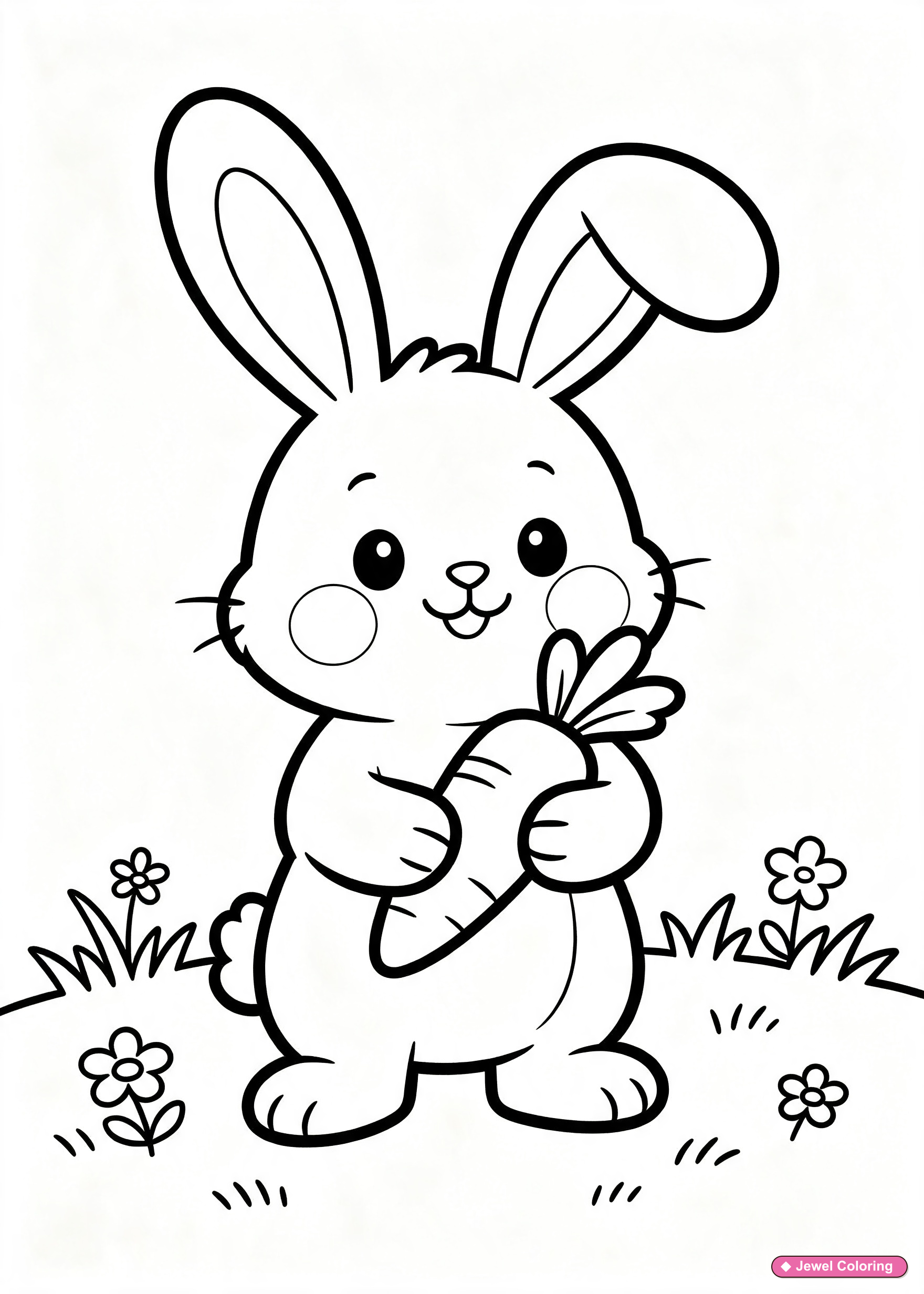 Cute Bunny Coloring Page printable animals coloring page