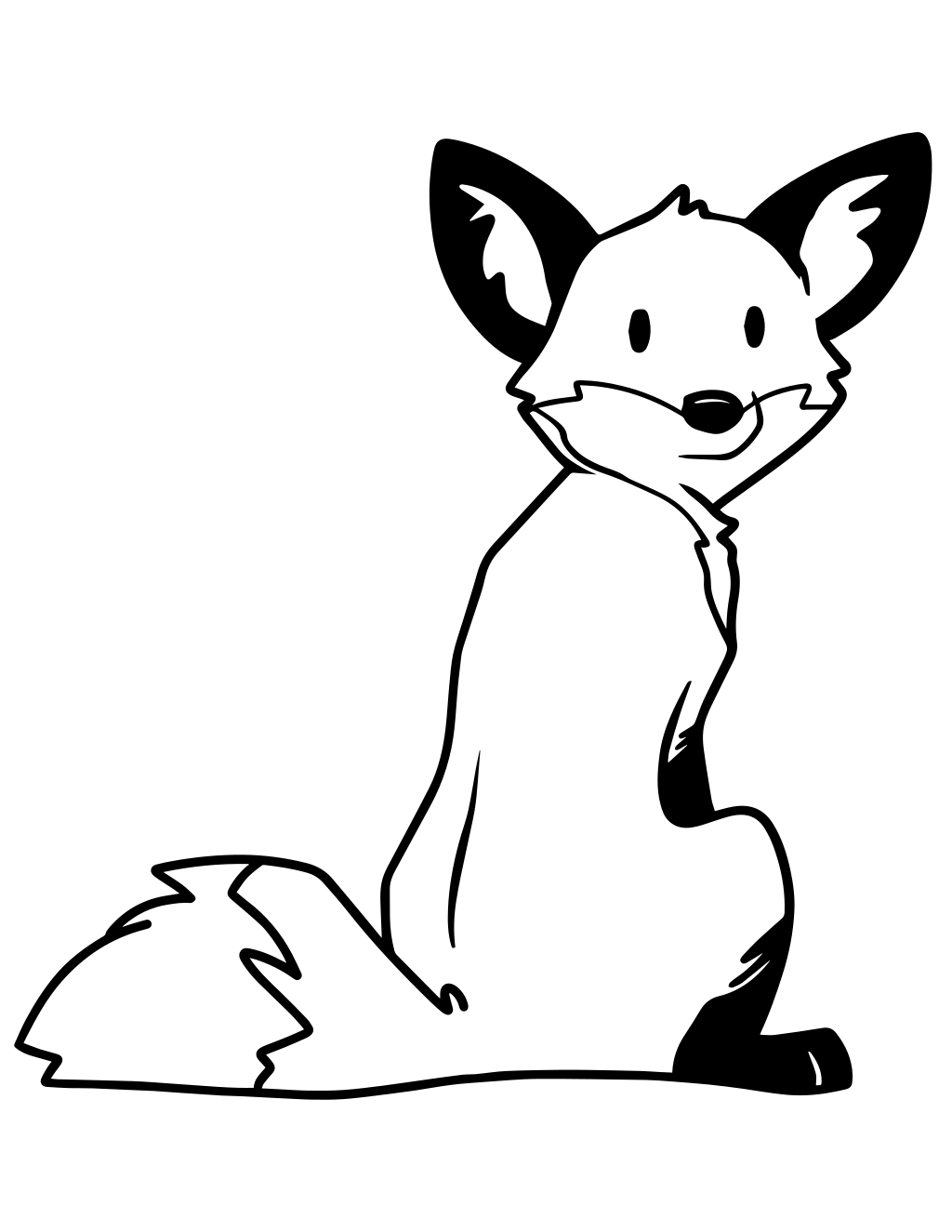 Cute Fox Line Art printable cute coloring page