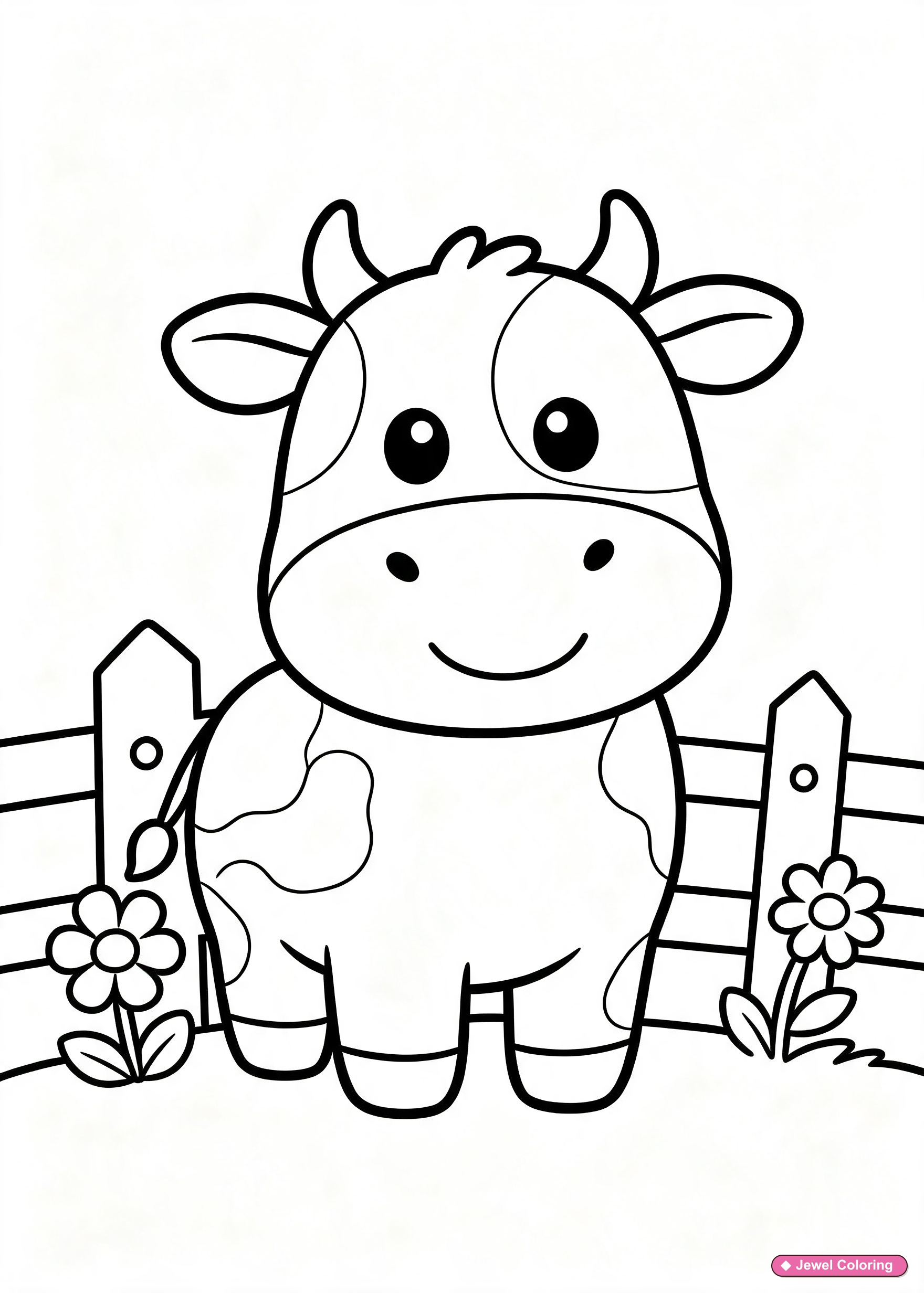 Farm Cow Coloring Page printable animals coloring page