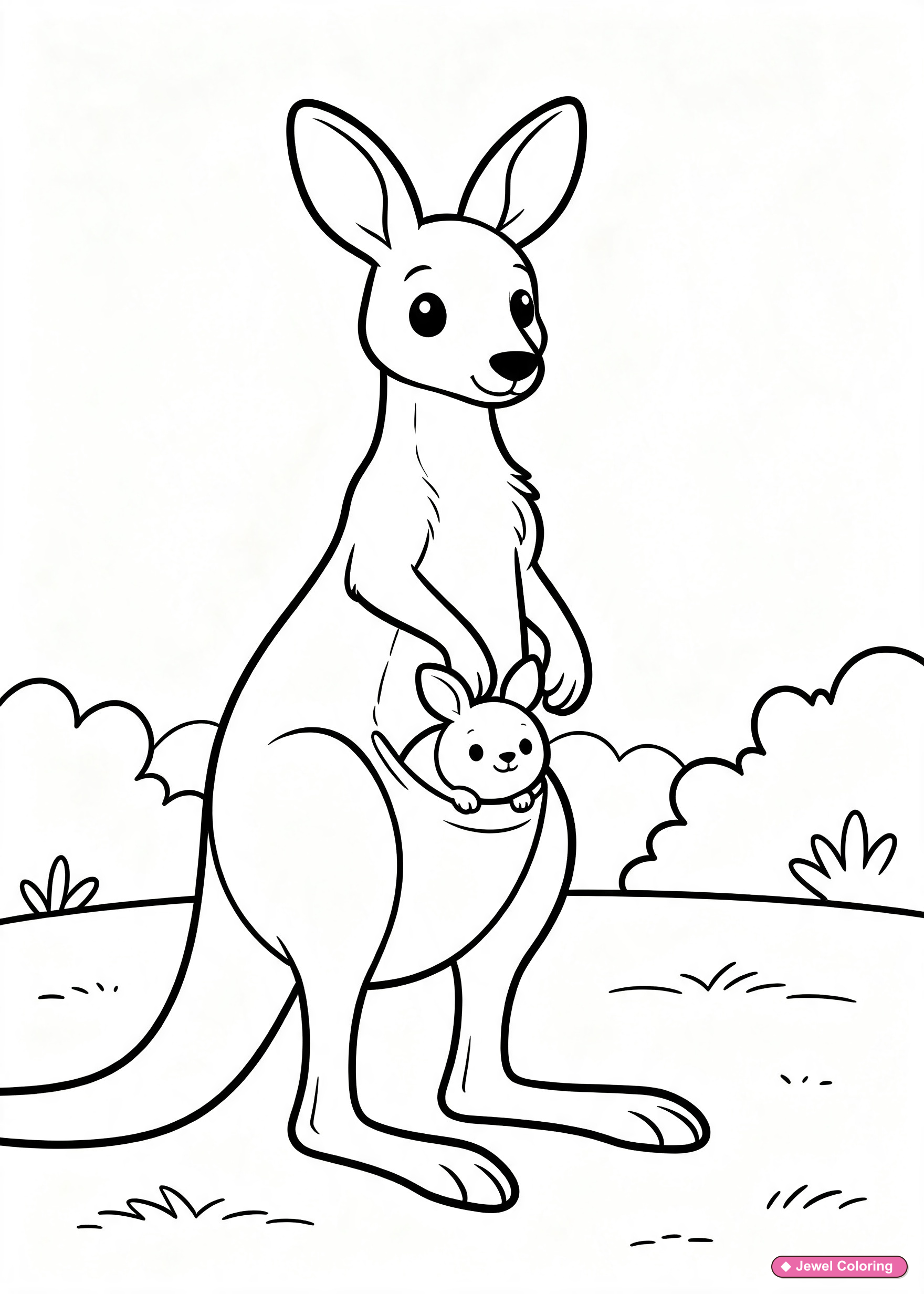 Kangaroo And Joey Coloring Page printable animals coloring page