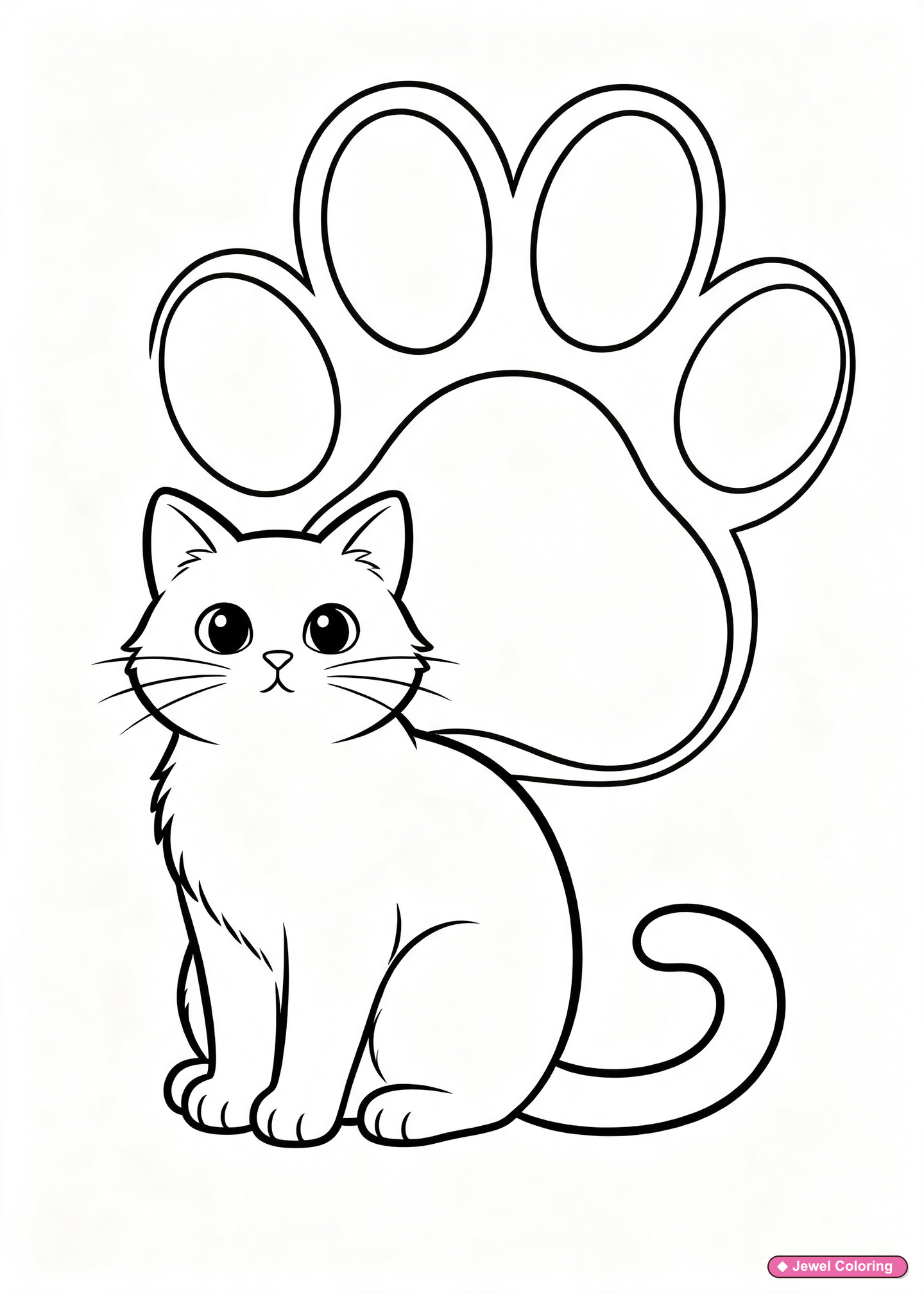 Cat Paw Print Coloring Page printable cats coloring page