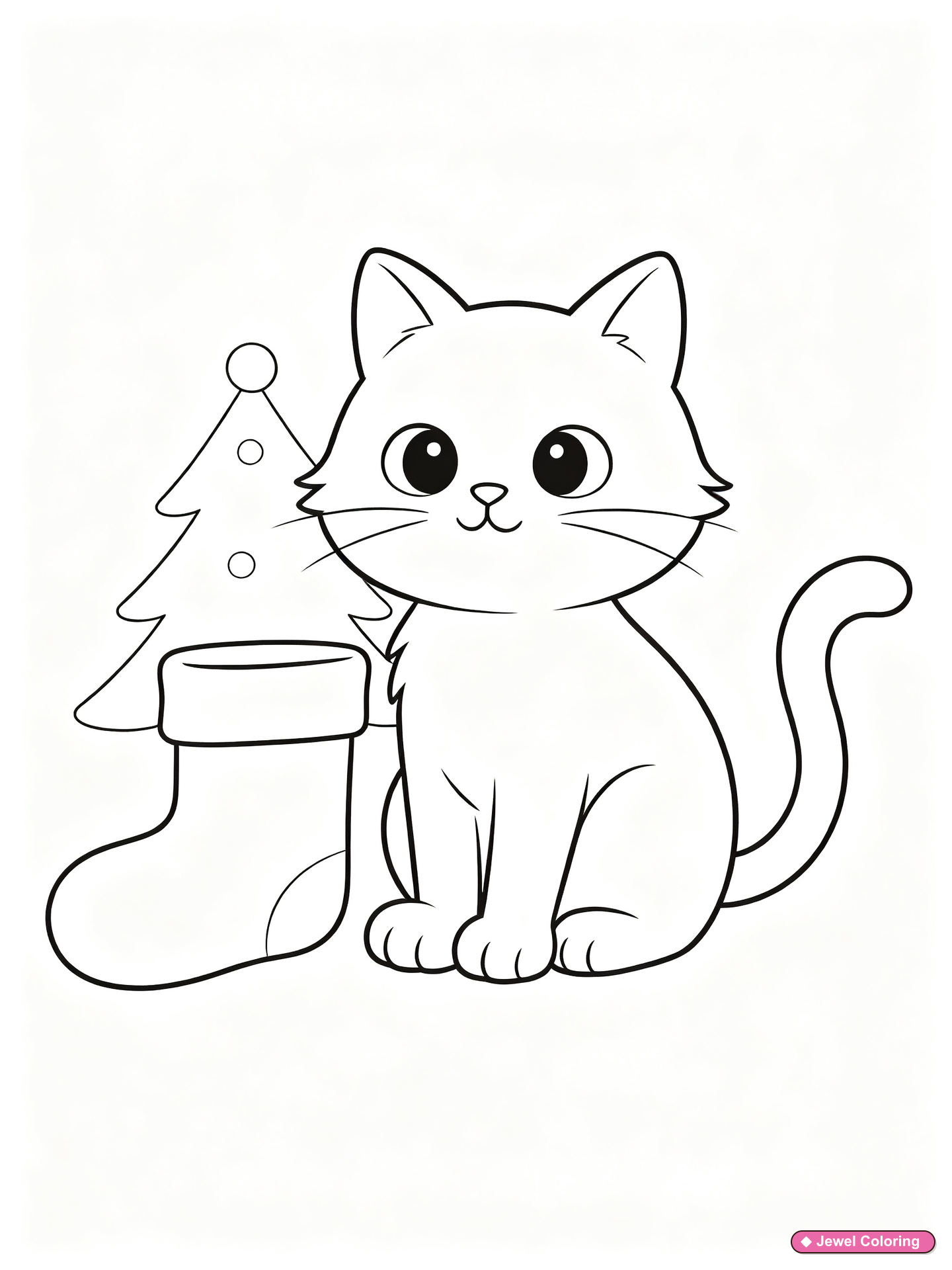 Christmas Cat Stocking Coloring Page printable cats coloring page
