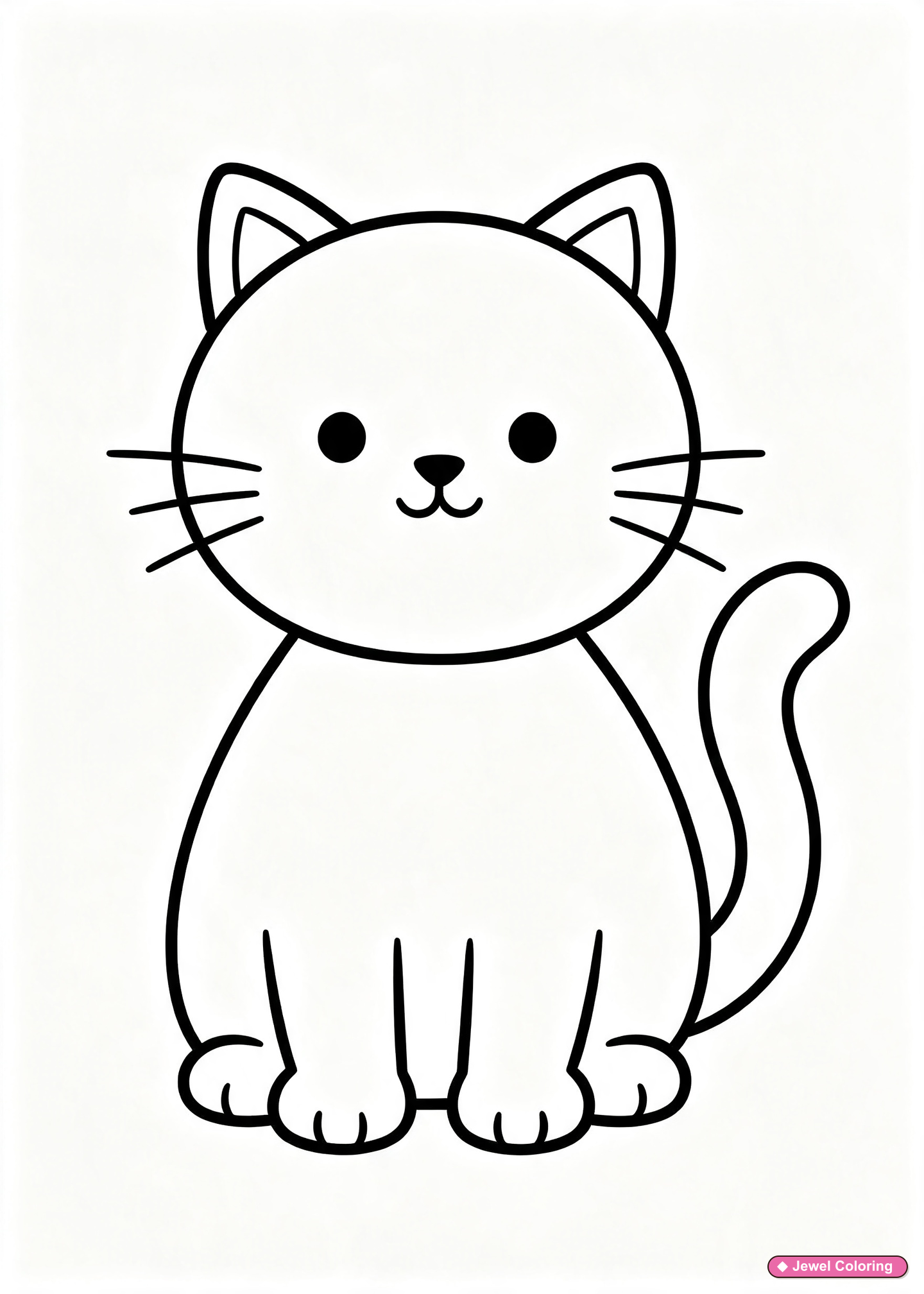 Easy Cat Outline Coloring Page printable cats coloring page
