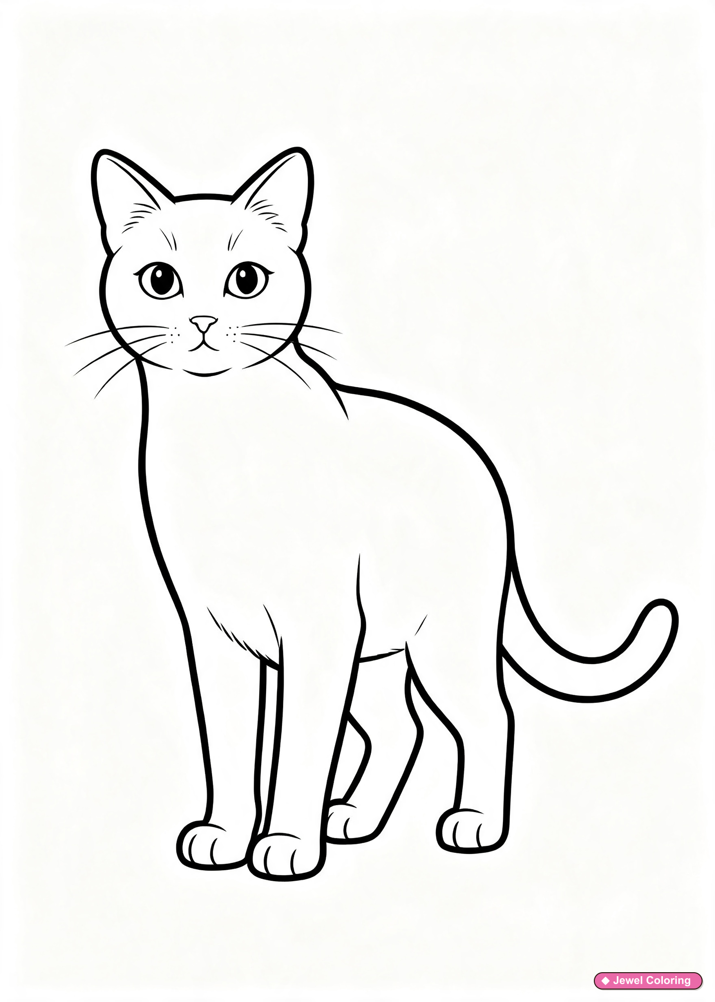 Friendly Sitting Cat Coloring Page printable cats coloring page