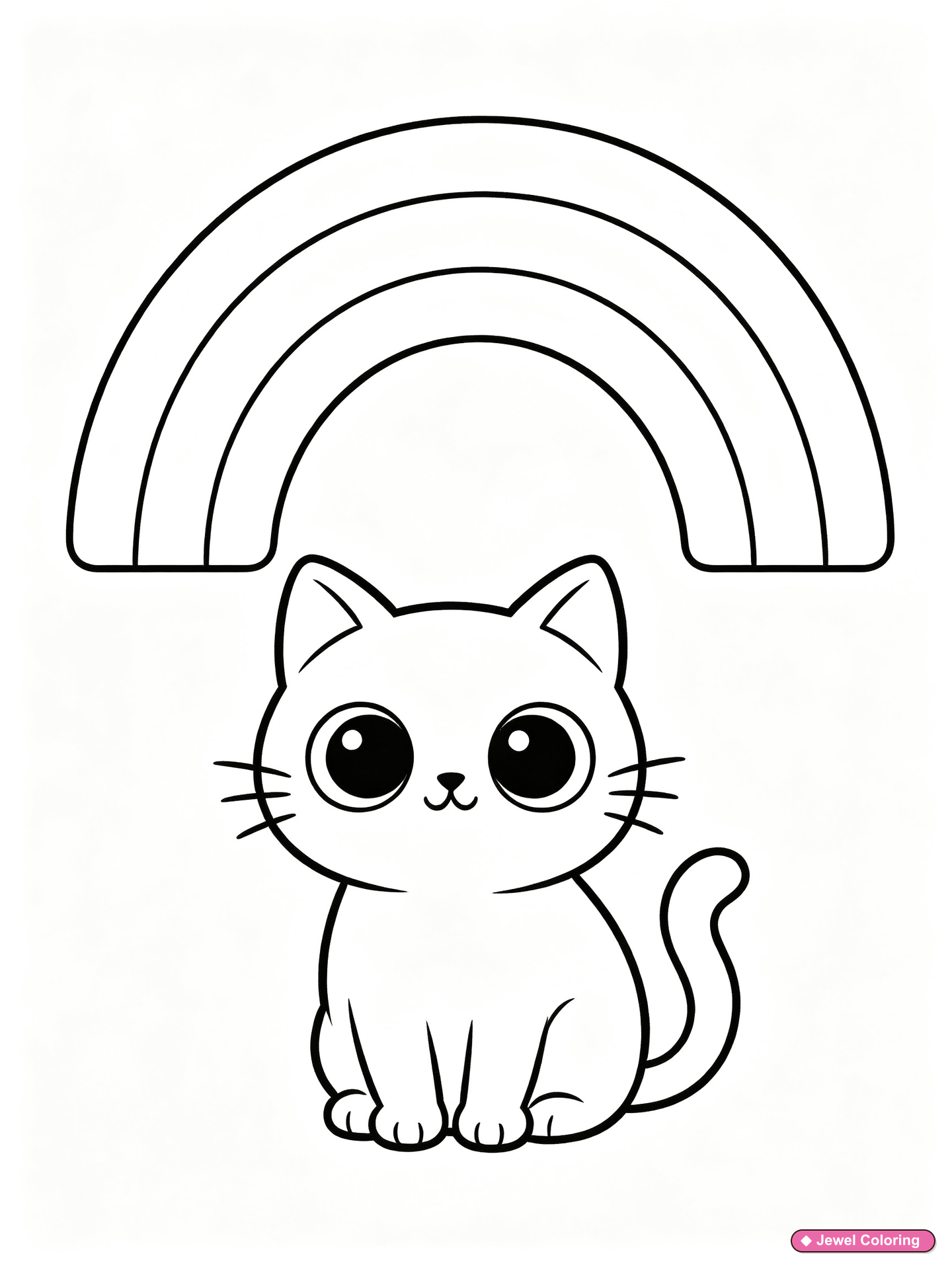 Kawaii Cat Rainbow Coloring Page printable cats coloring page