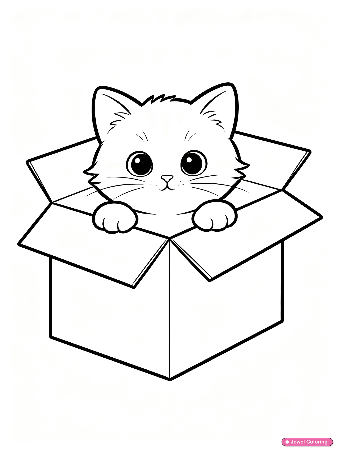 Kitten In Cardboard Box Coloring Page printable cats coloring page