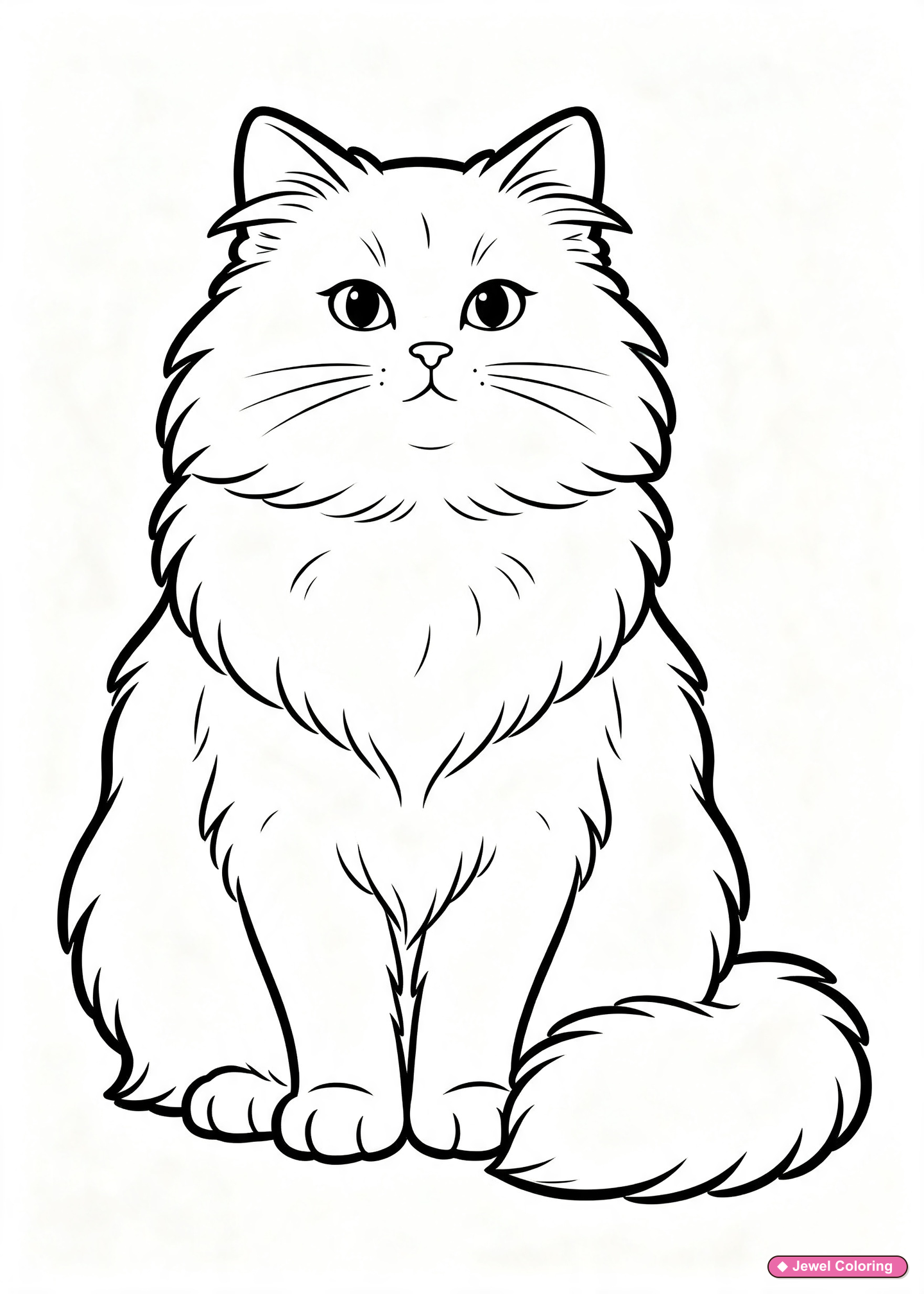 Long Haired Cat Coloring Page printable cats coloring page