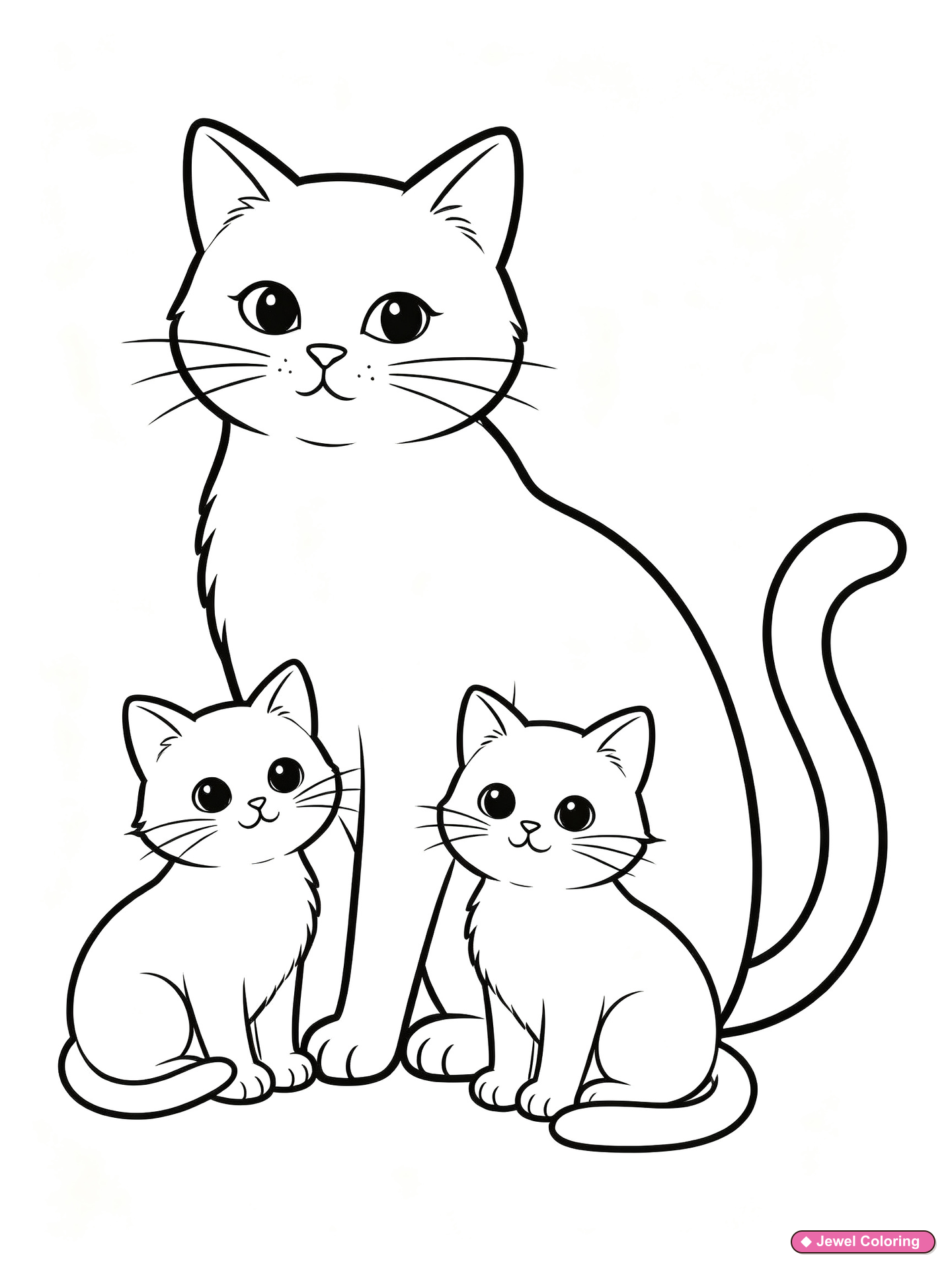 Mother Cat Kittens Coloring Page printable cats coloring page