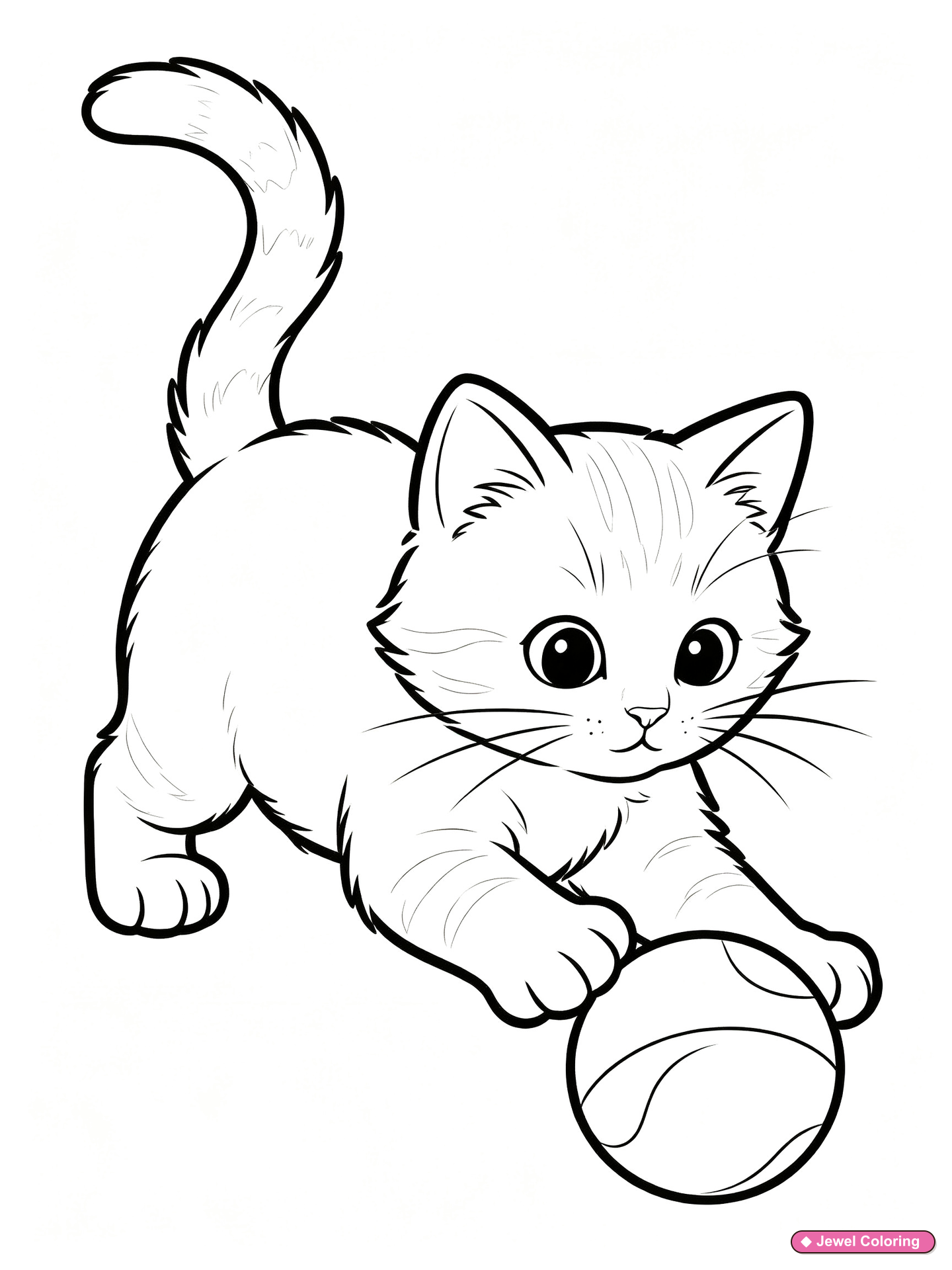 Playful Kitten Toy Ball Coloring Page printable cats coloring page