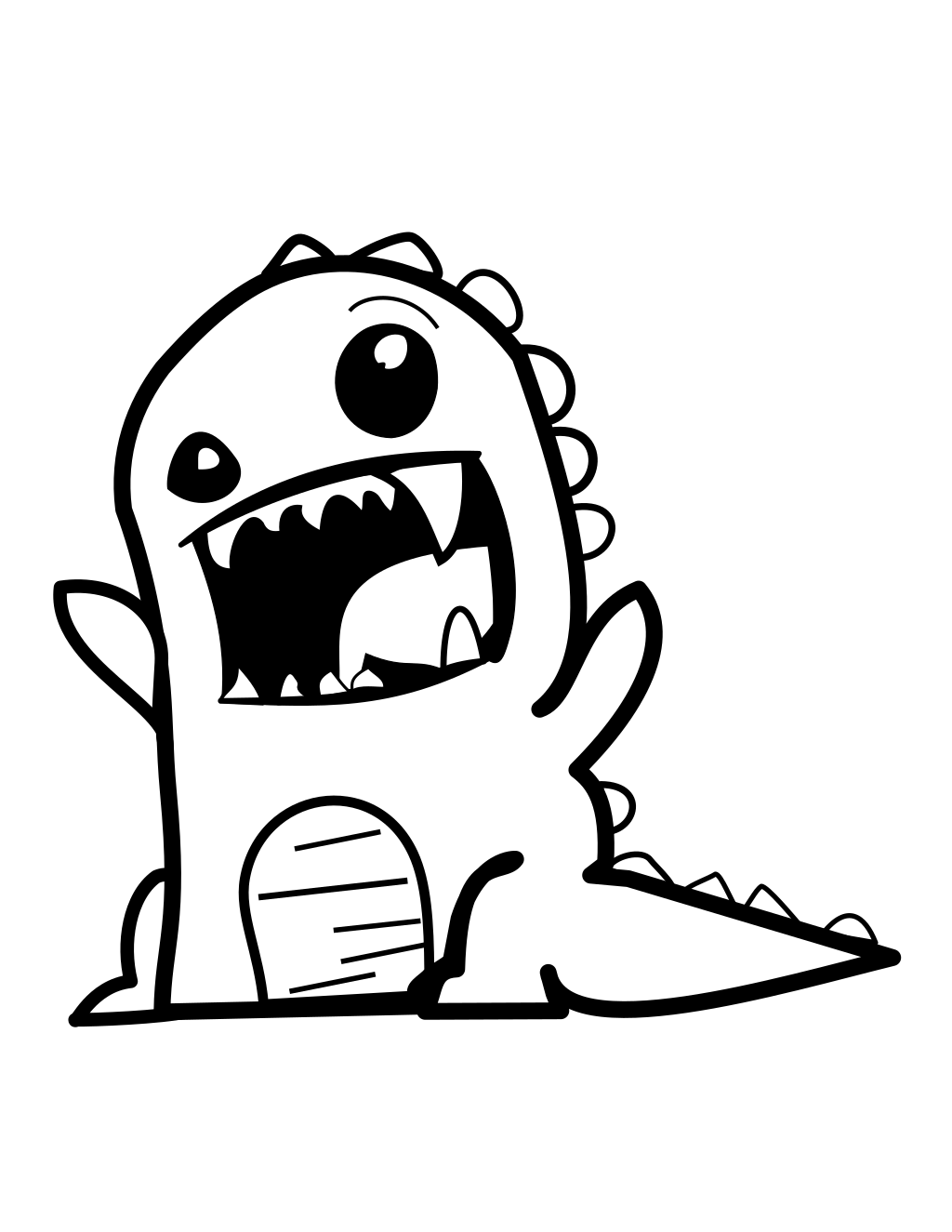 Dinosaur Cartoon Vector printable cute coloring page