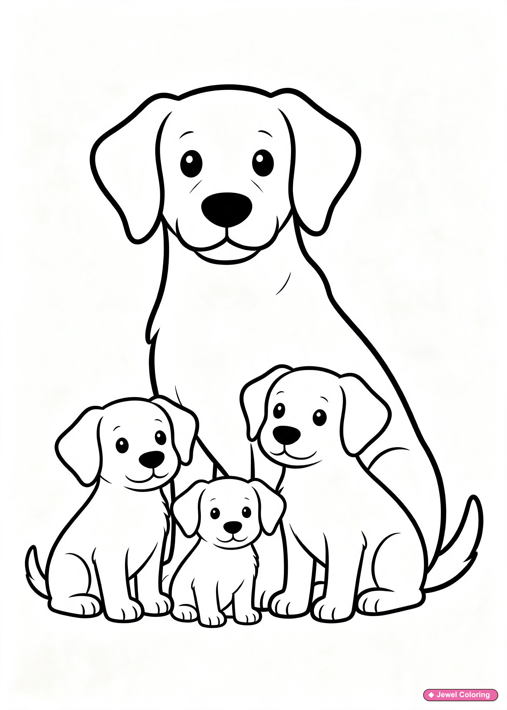 Dog Family With Puppies Coloring Page printable dogs coloring page