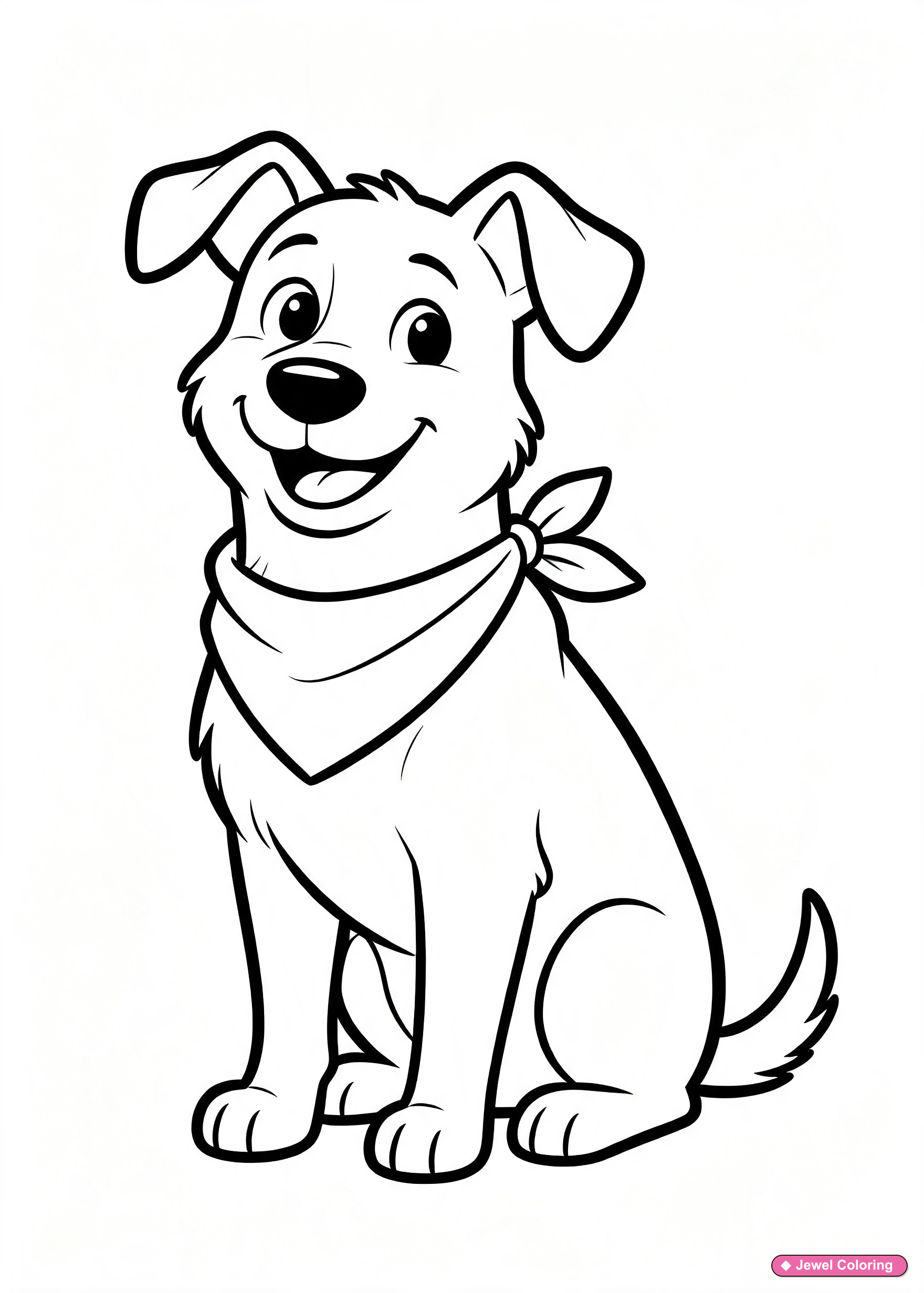 Dog Wearing Bandana Coloring Page printable dogs coloring page
