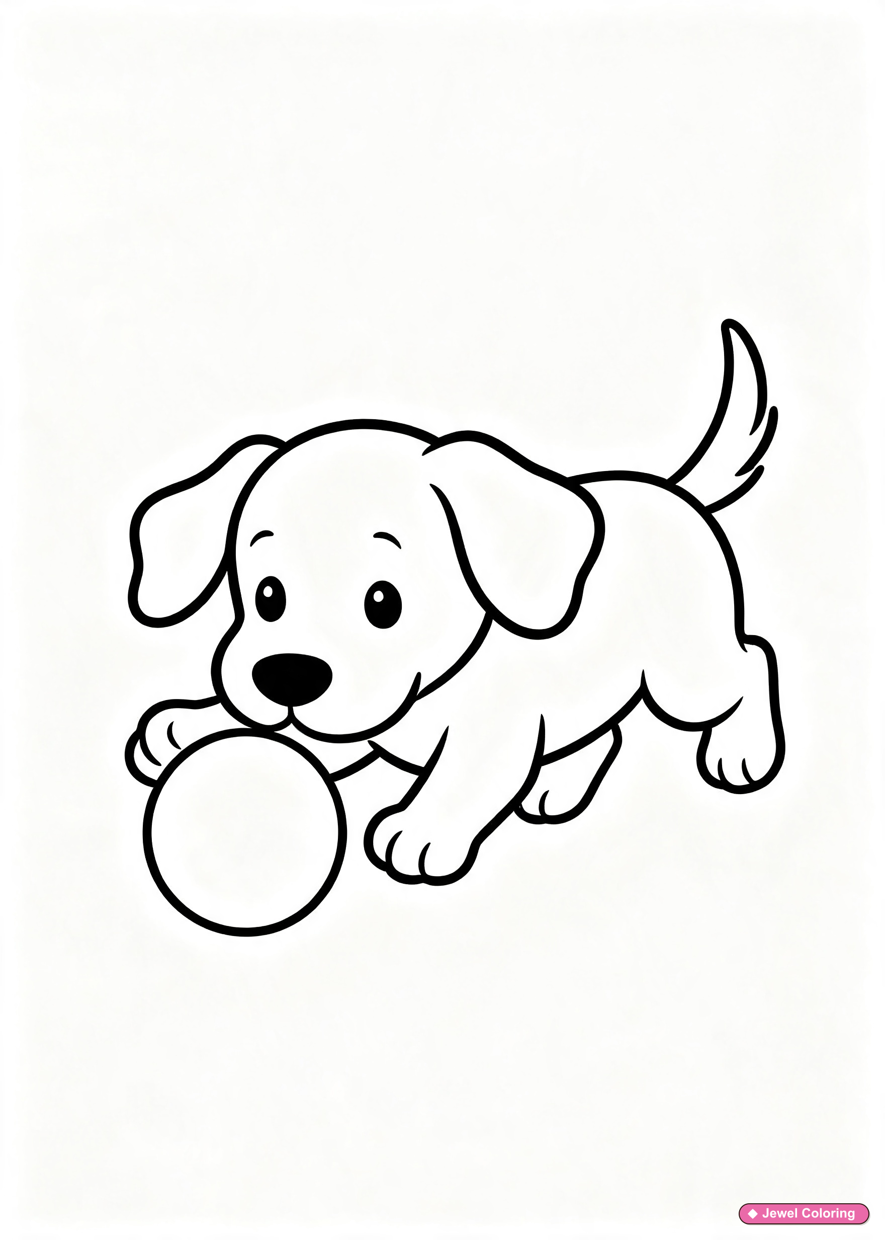 Puppy Playing With Ball Coloring Page printable dogs coloring page