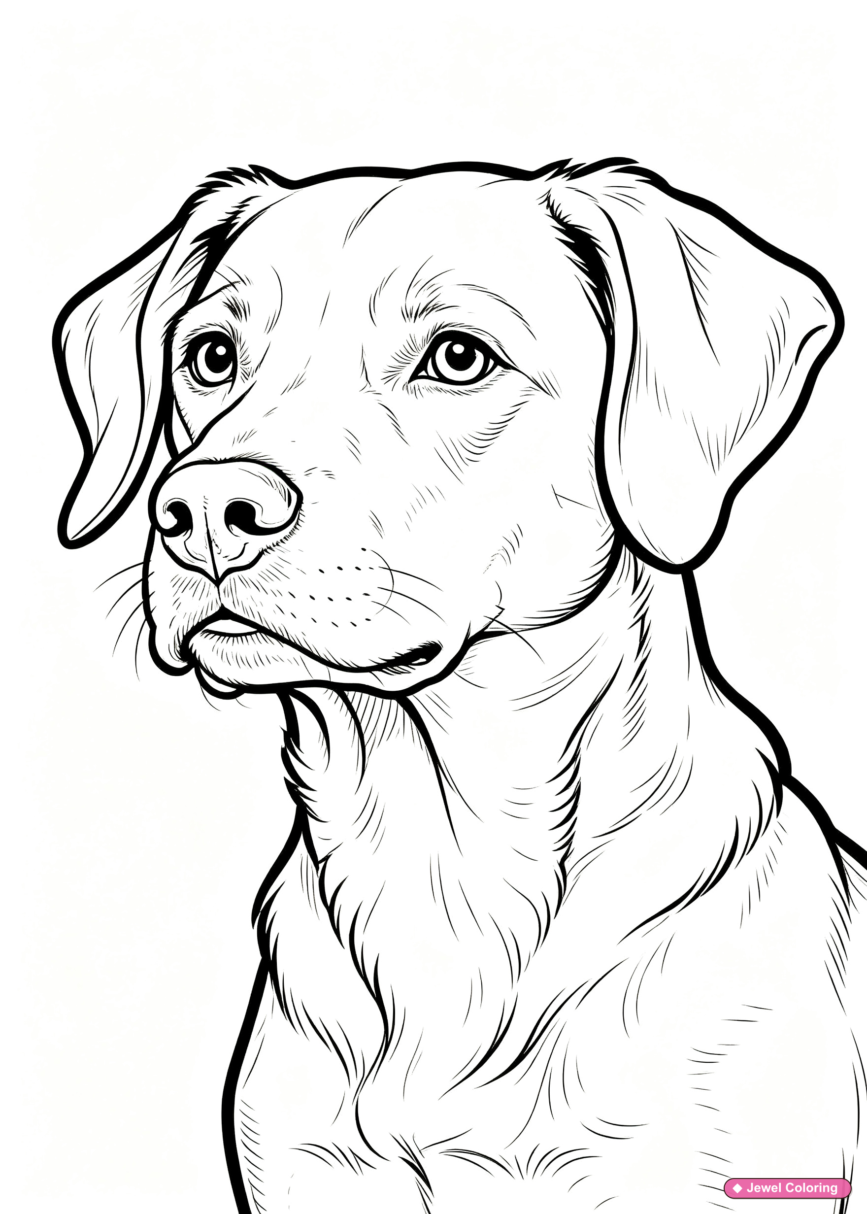 Realistic Dog Portrait Coloring Page printable dogs coloring page