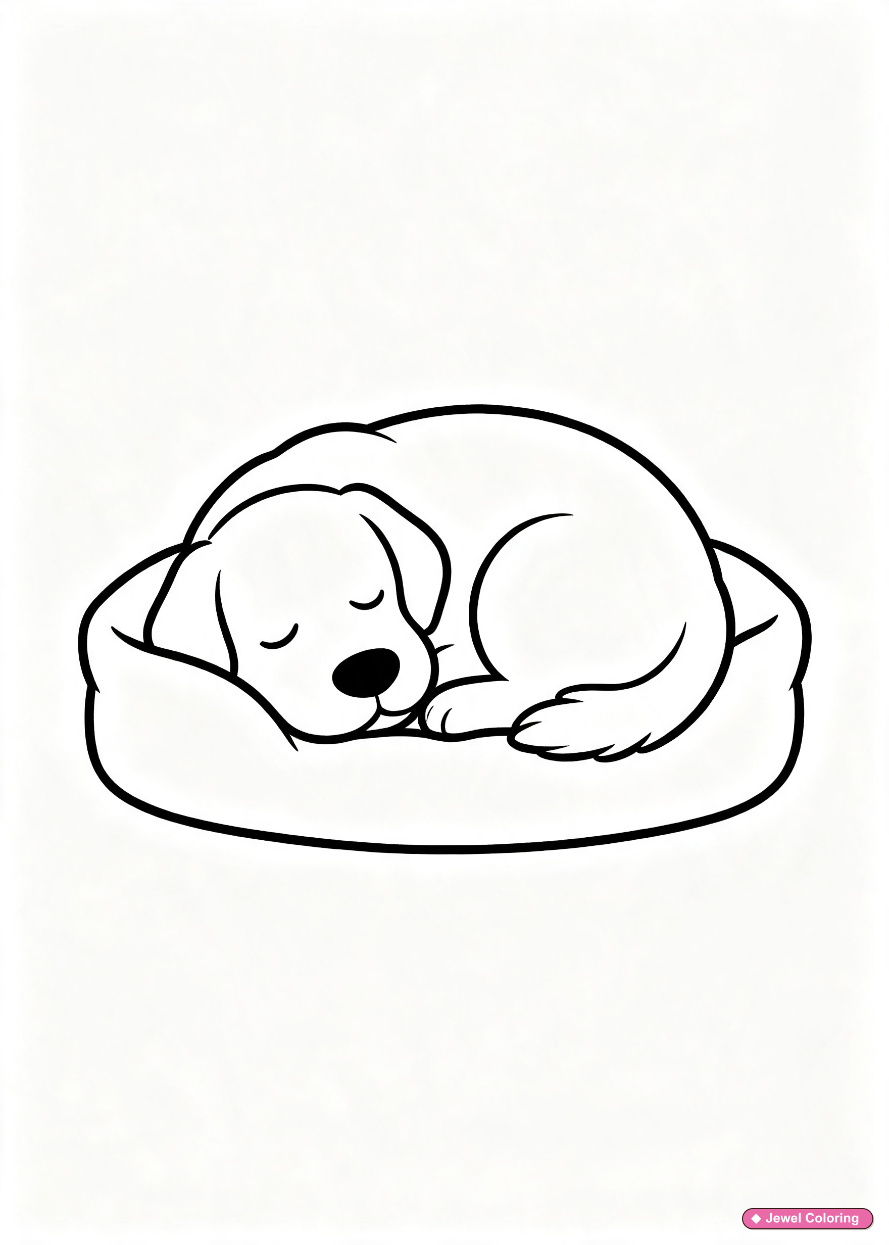 Sleeping Dog On Pet Bed Coloring Page printable dogs coloring page