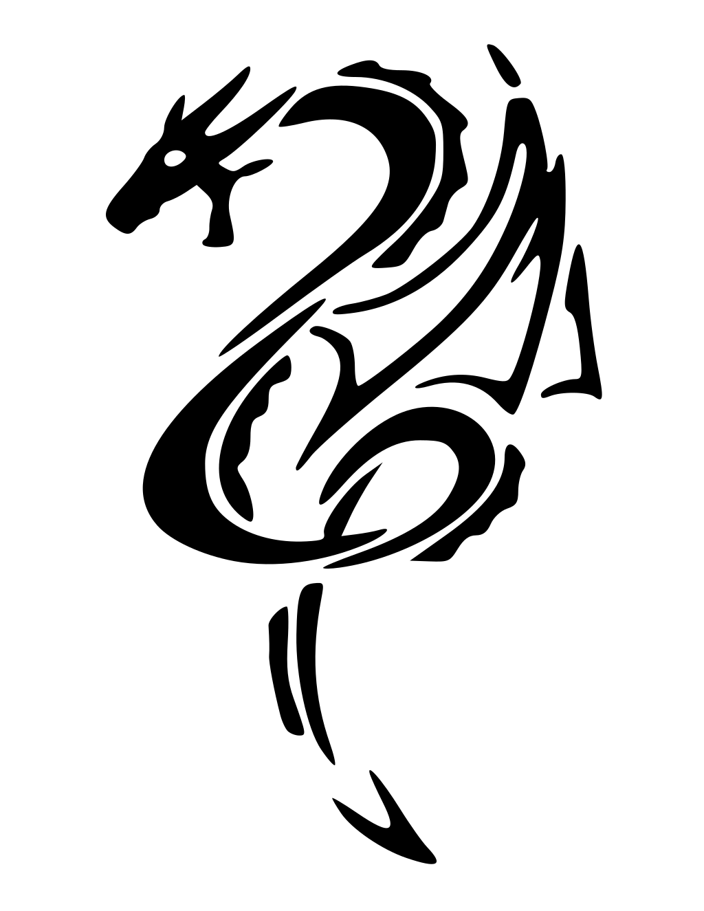Dragon Line Art printable dragons coloring page