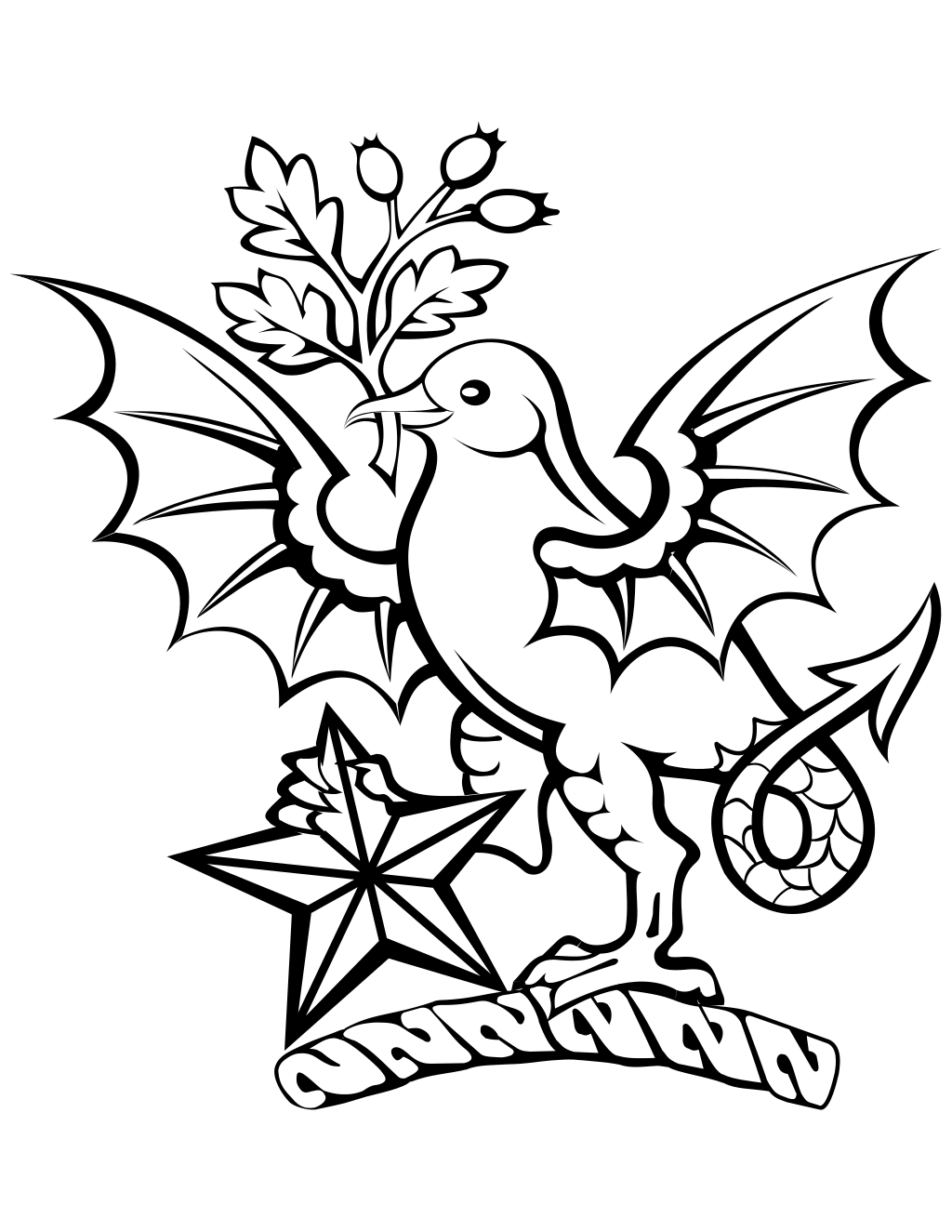 Heraldic Dragon Dove printable dragons coloring page