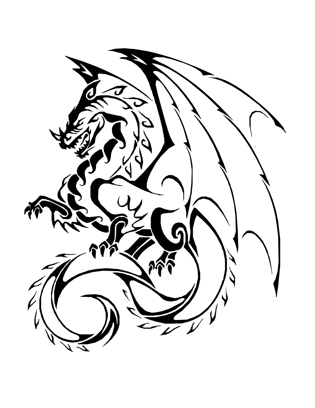 Legend Tribal Dragon printable dragons coloring page
