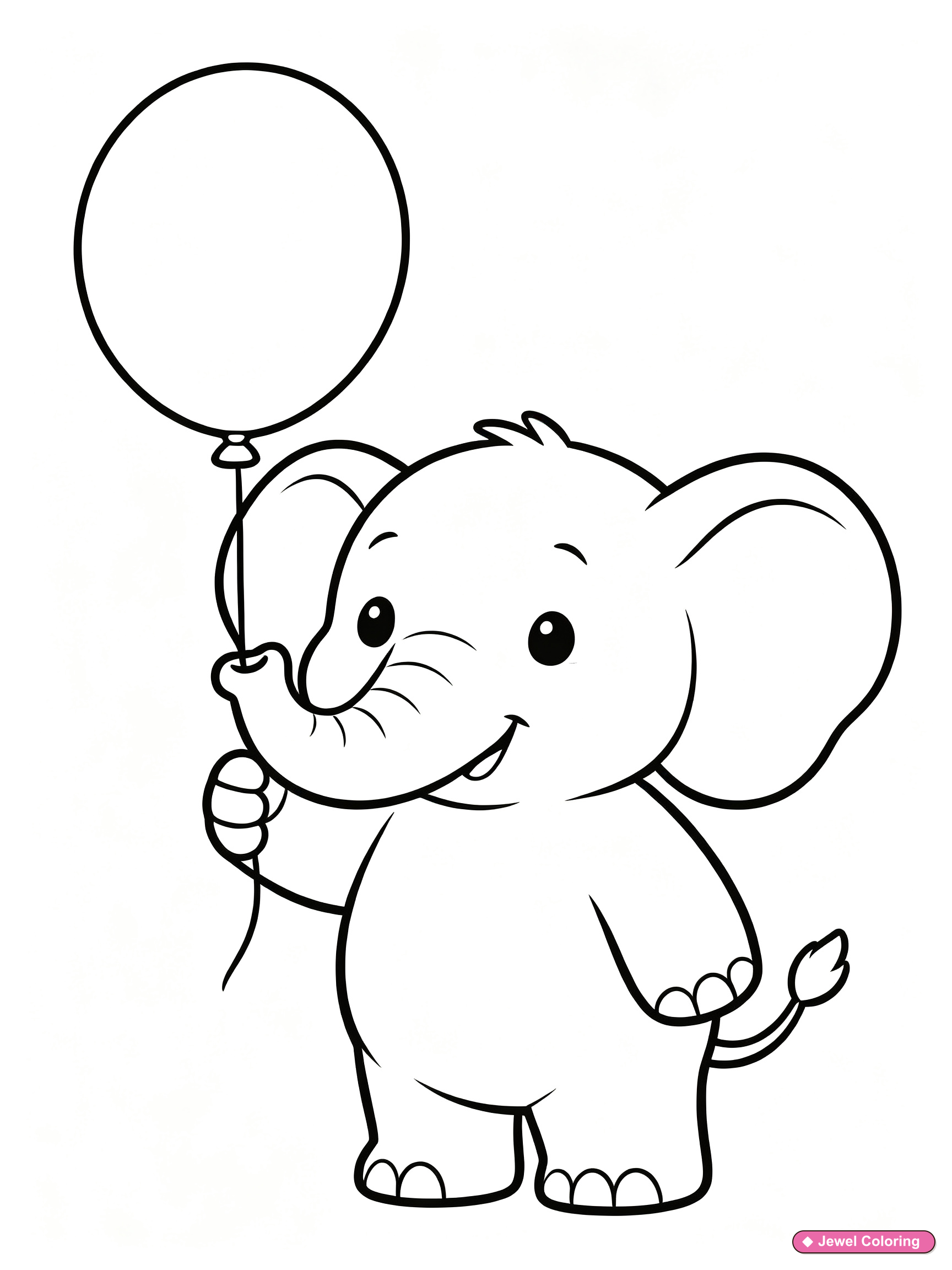 Baby Elephant Balloon Coloring Page printable elephants coloring page