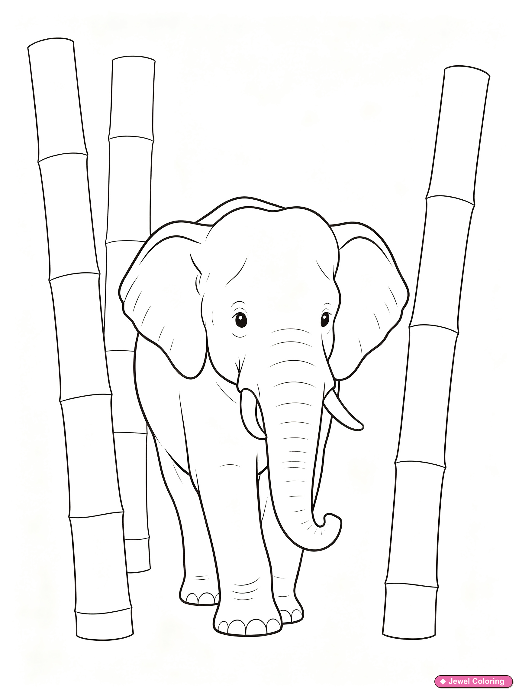 Elephant Bamboo Coloring Page printable elephants coloring page