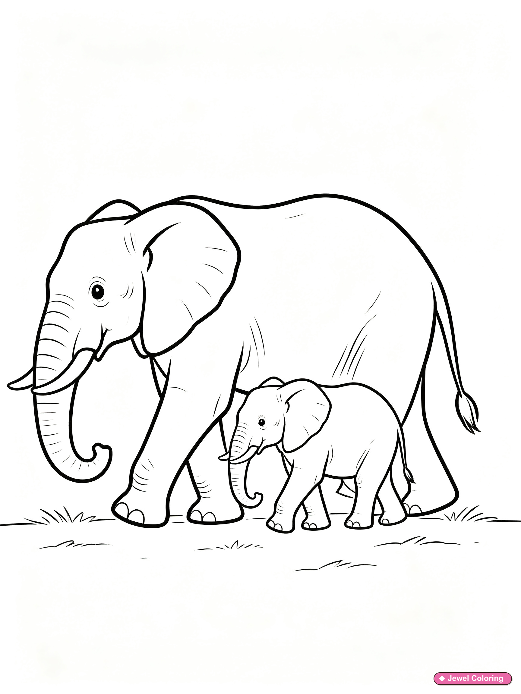 Elephant Family Coloring Page printable elephants coloring page