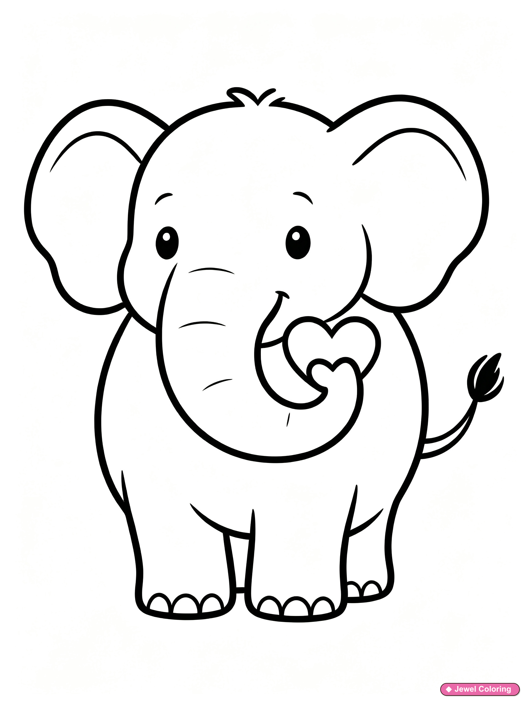 Elephant Heart Trunk Coloring Page printable elephants coloring page