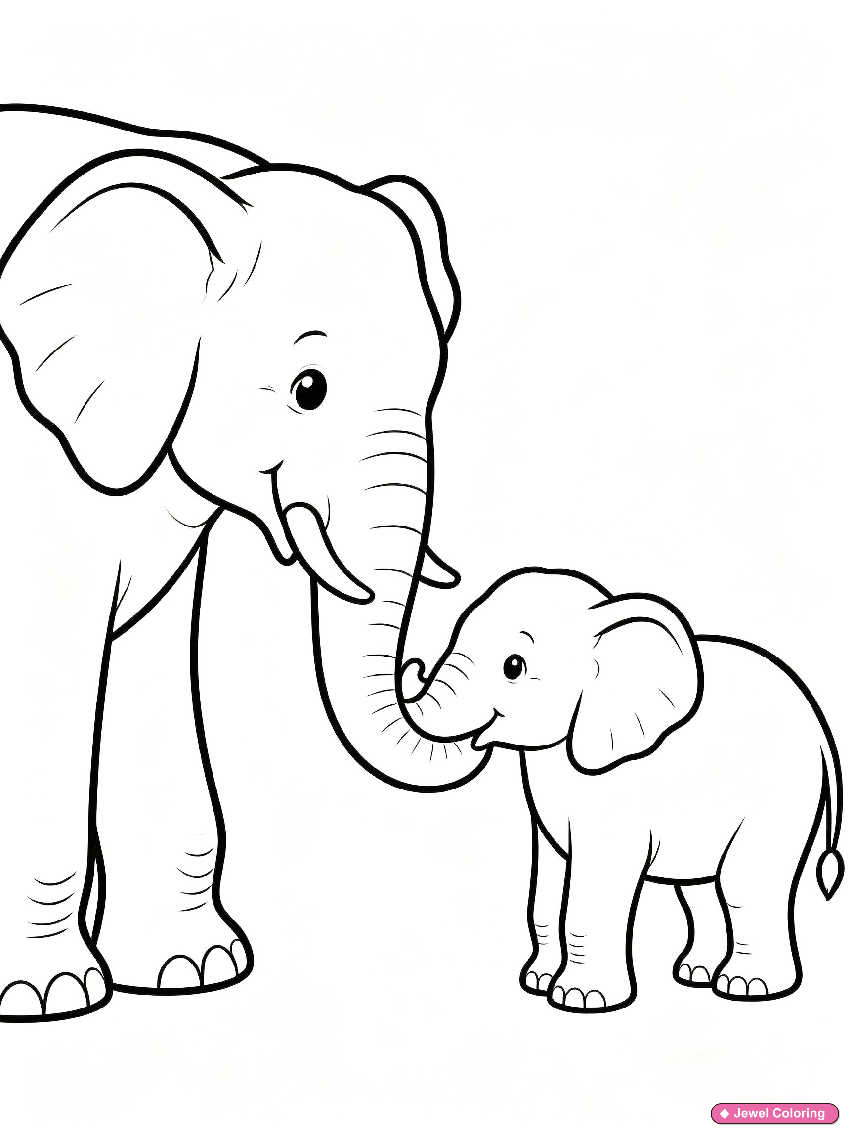 Elephant Mother And Calf Coloring Page printable elephants coloring page