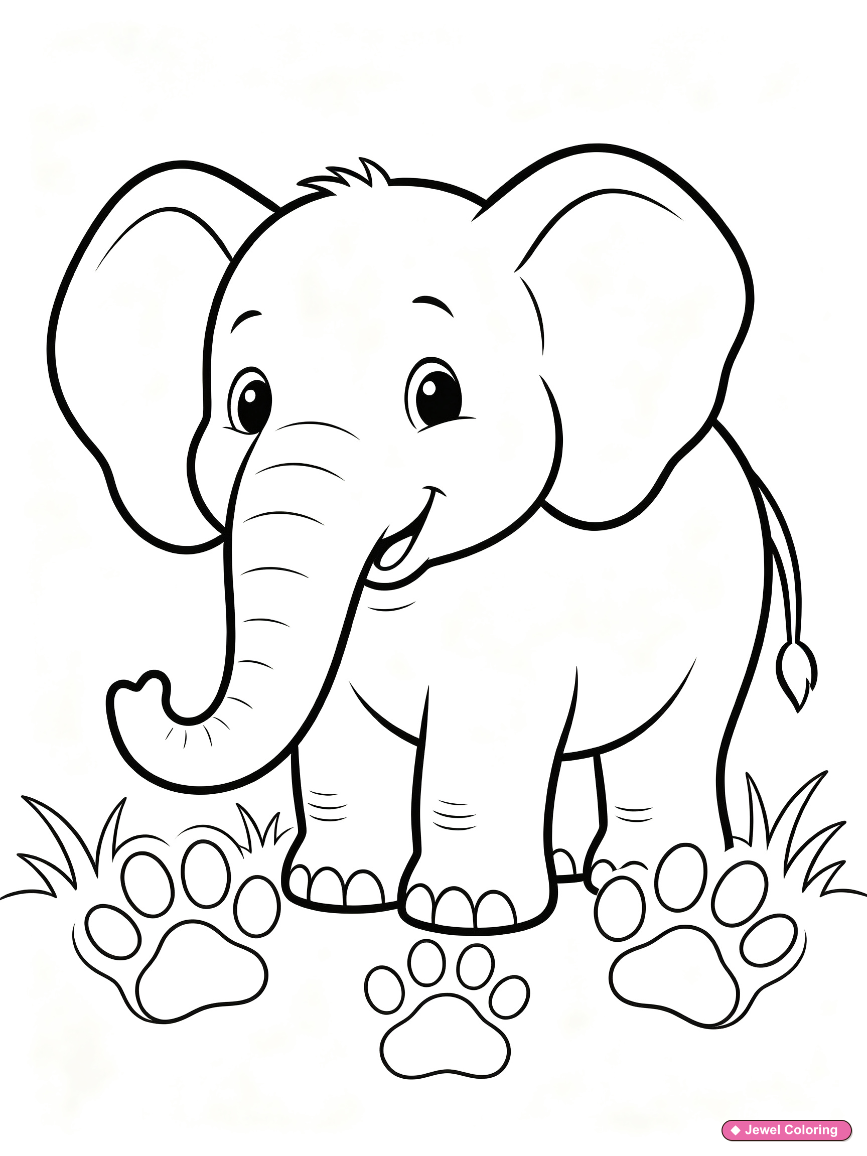 Elephant Paw Prints Coloring Page printable elephants coloring page