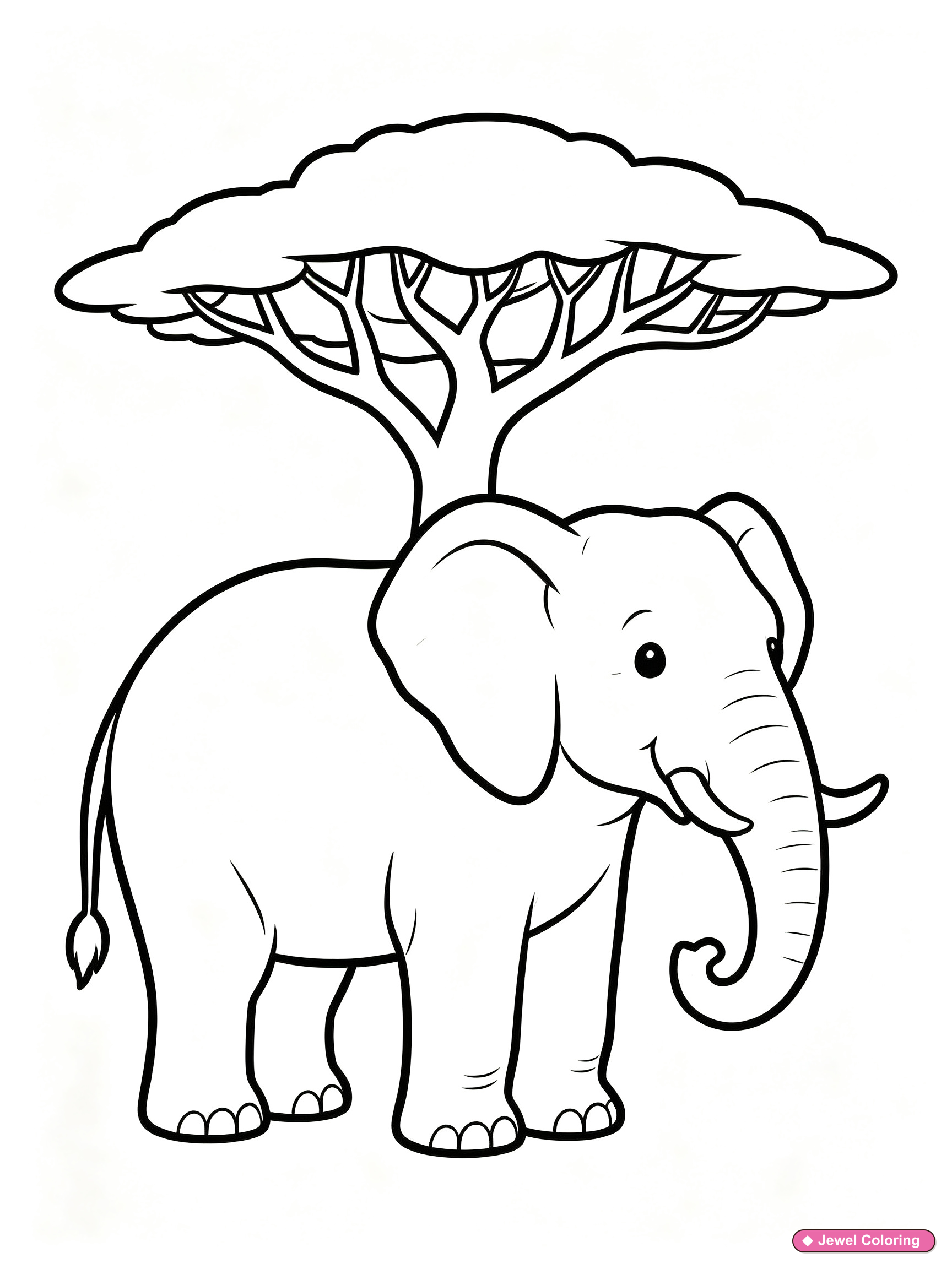 Elephant Savanna Coloring Page printable elephants coloring page