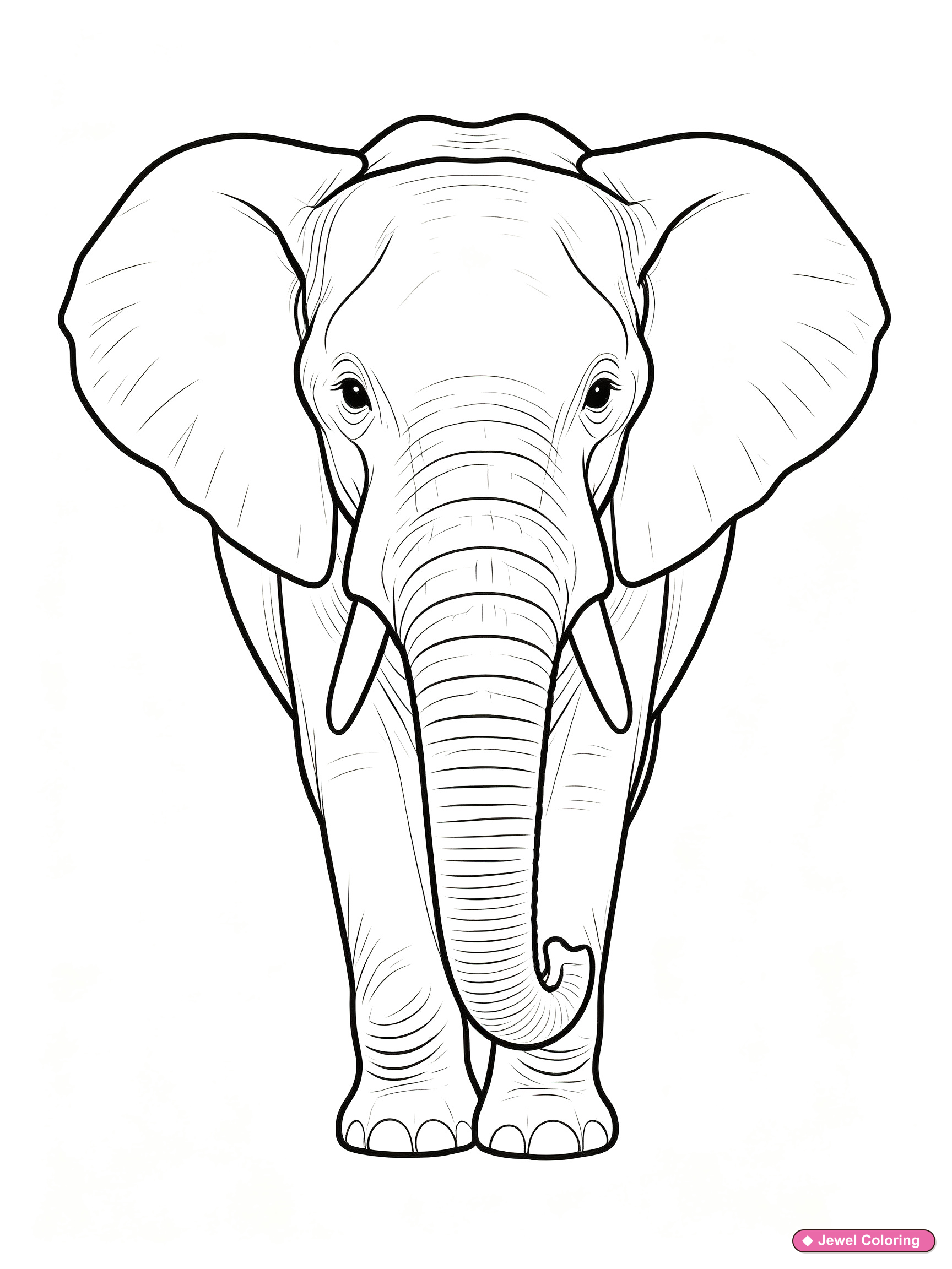 Realistic Elephant Portrait Coloring Page printable elephants coloring page