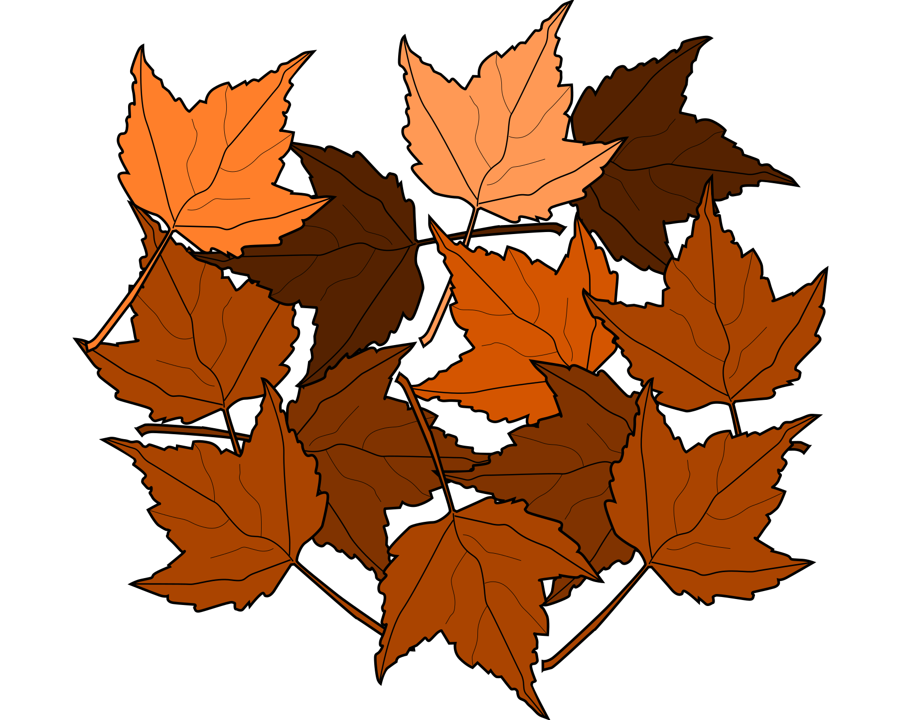 Brown Fall Leaves printable fall coloring page