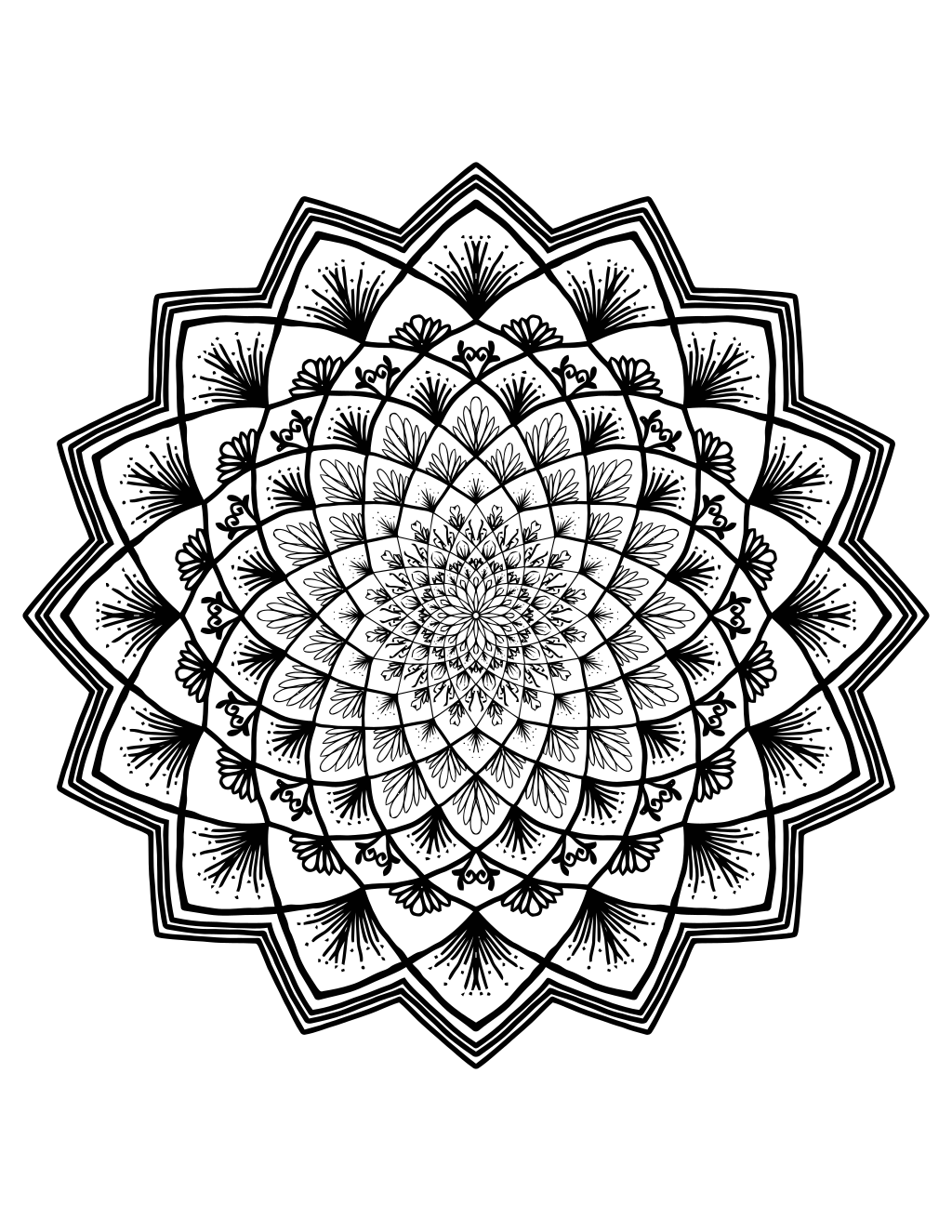Floral Mandala Iii printable teens coloring page