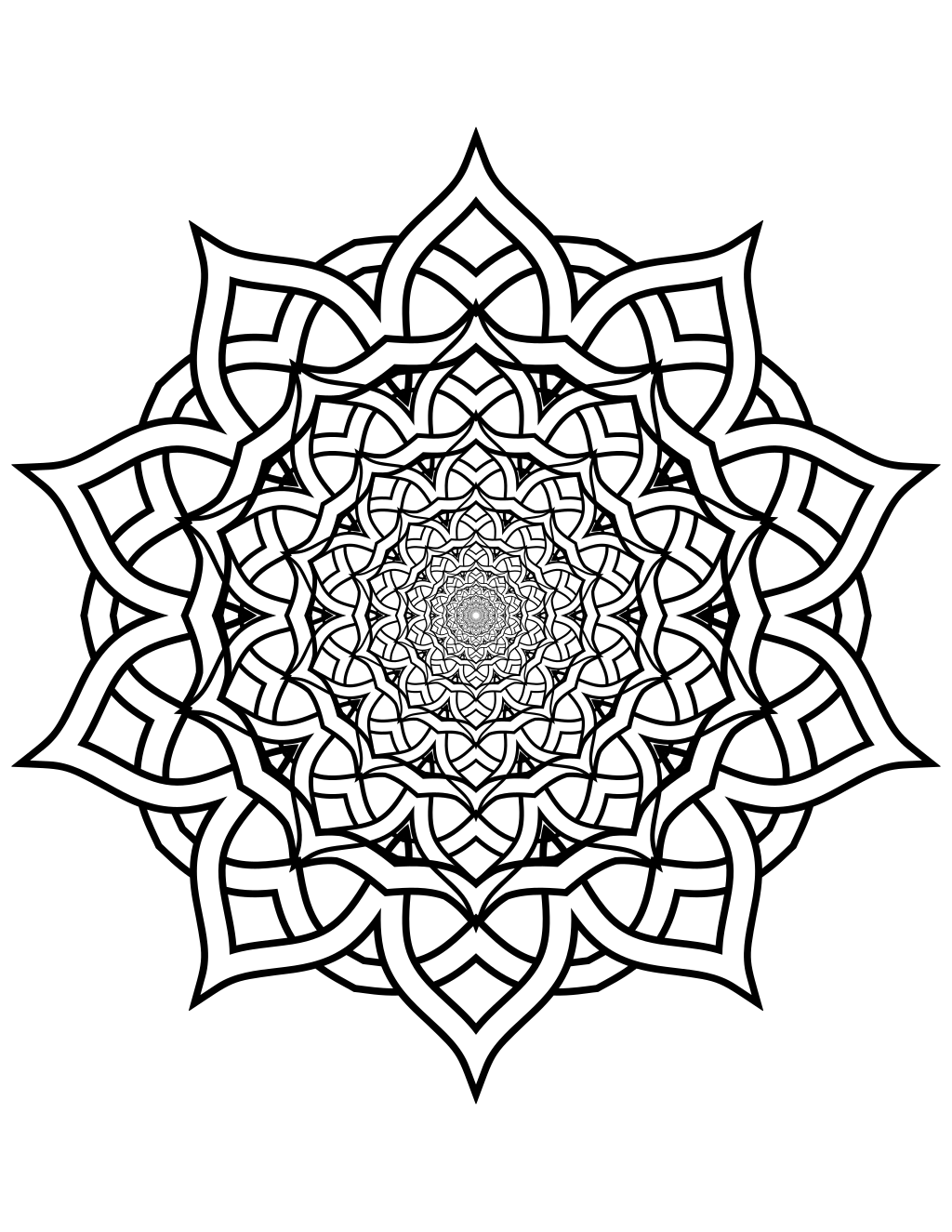 Geometric Interleaved Mandala Line Art printable mandalas coloring page