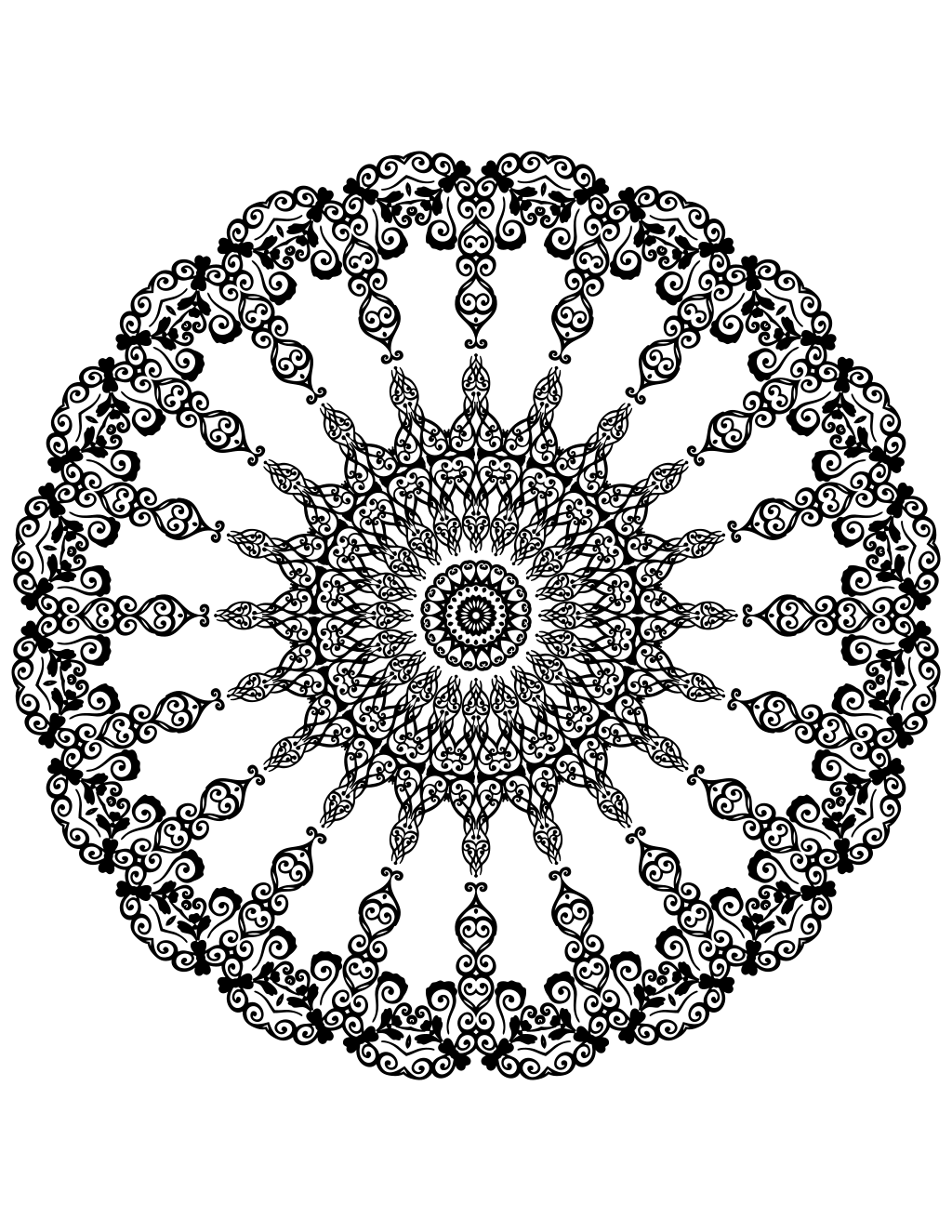 Vintage Frame Line Art Mandala 03 printable mandalas coloring page