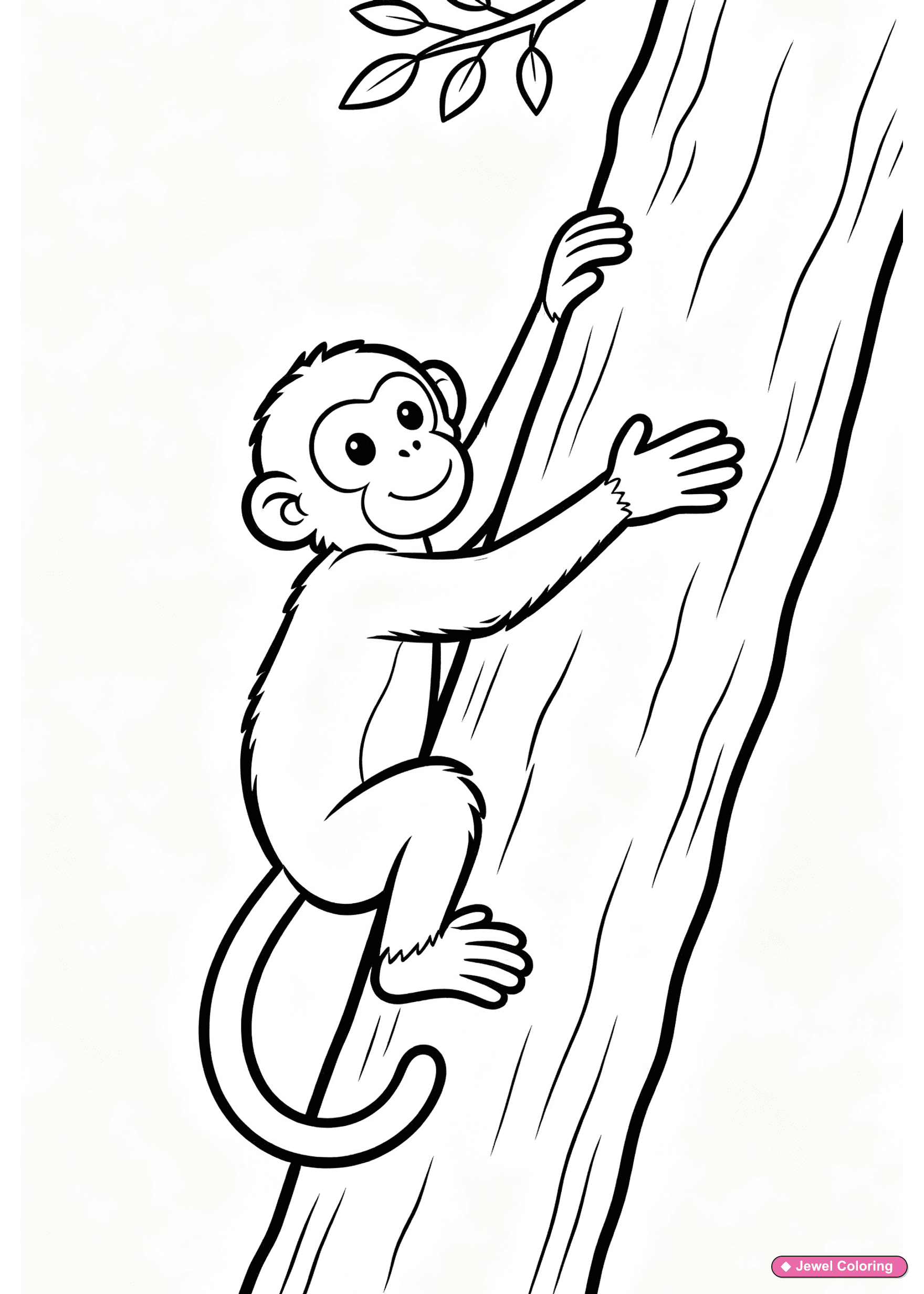 Monkey Climbing Tree Coloring Page printable monkeys coloring page