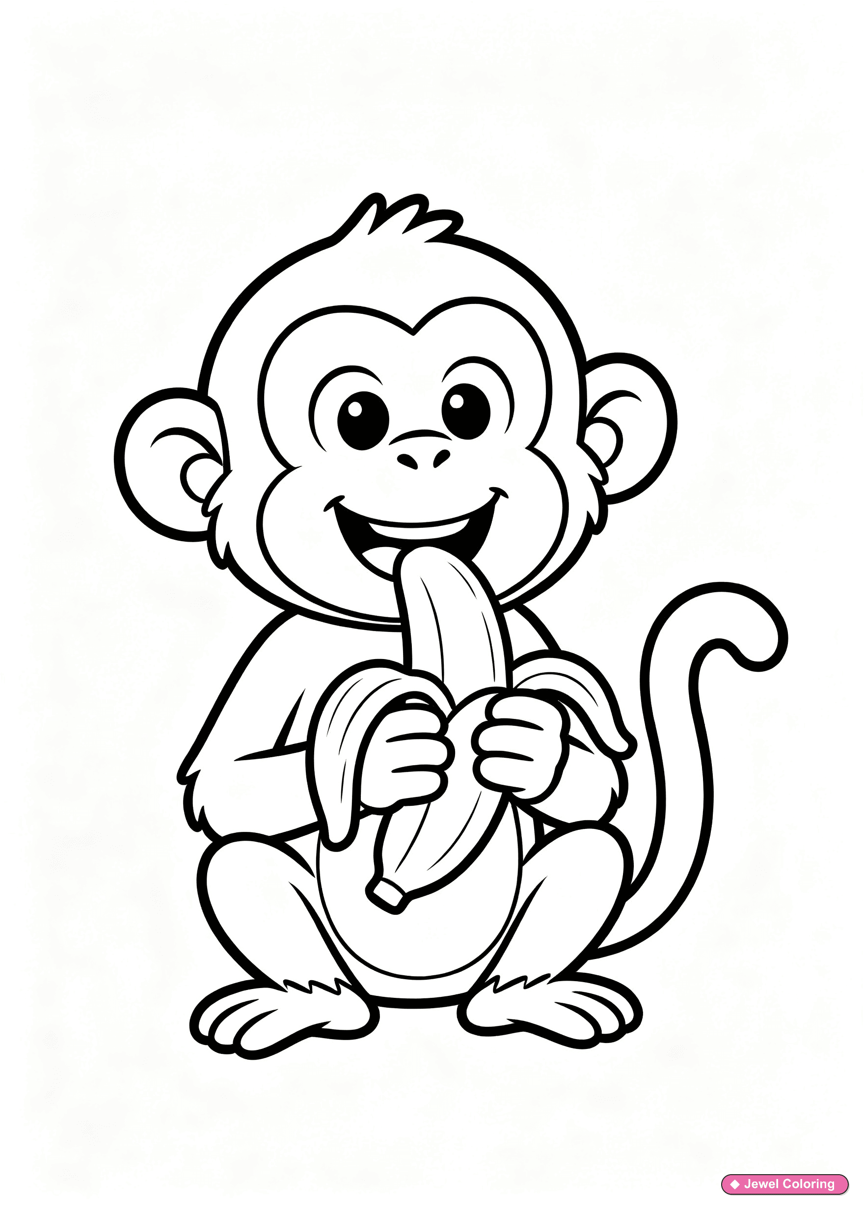 Monkey Eating Banana Coloring Page printable monkeys coloring page