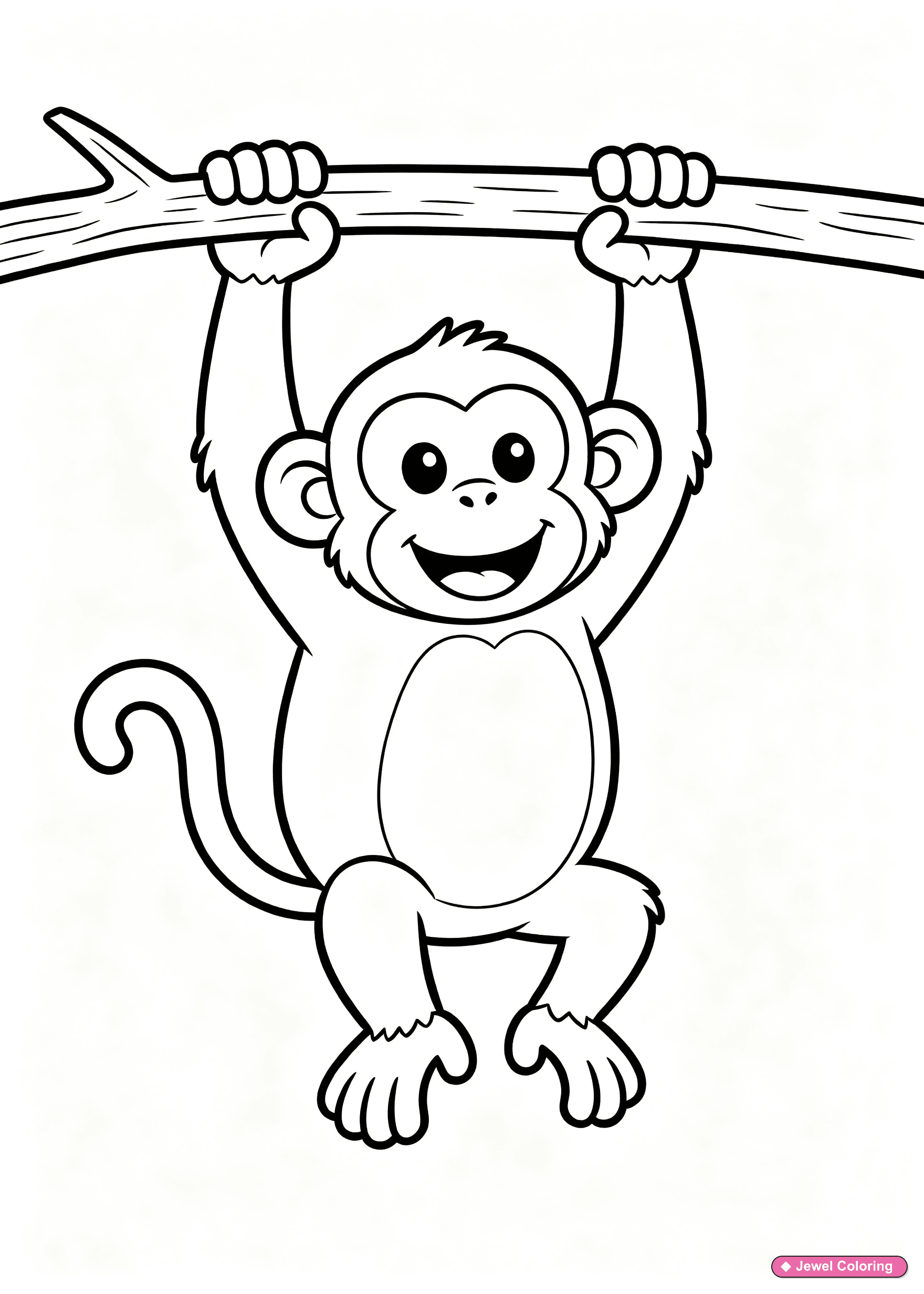 Monkey Hanging From Branch Coloring Page printable monkeys coloring page