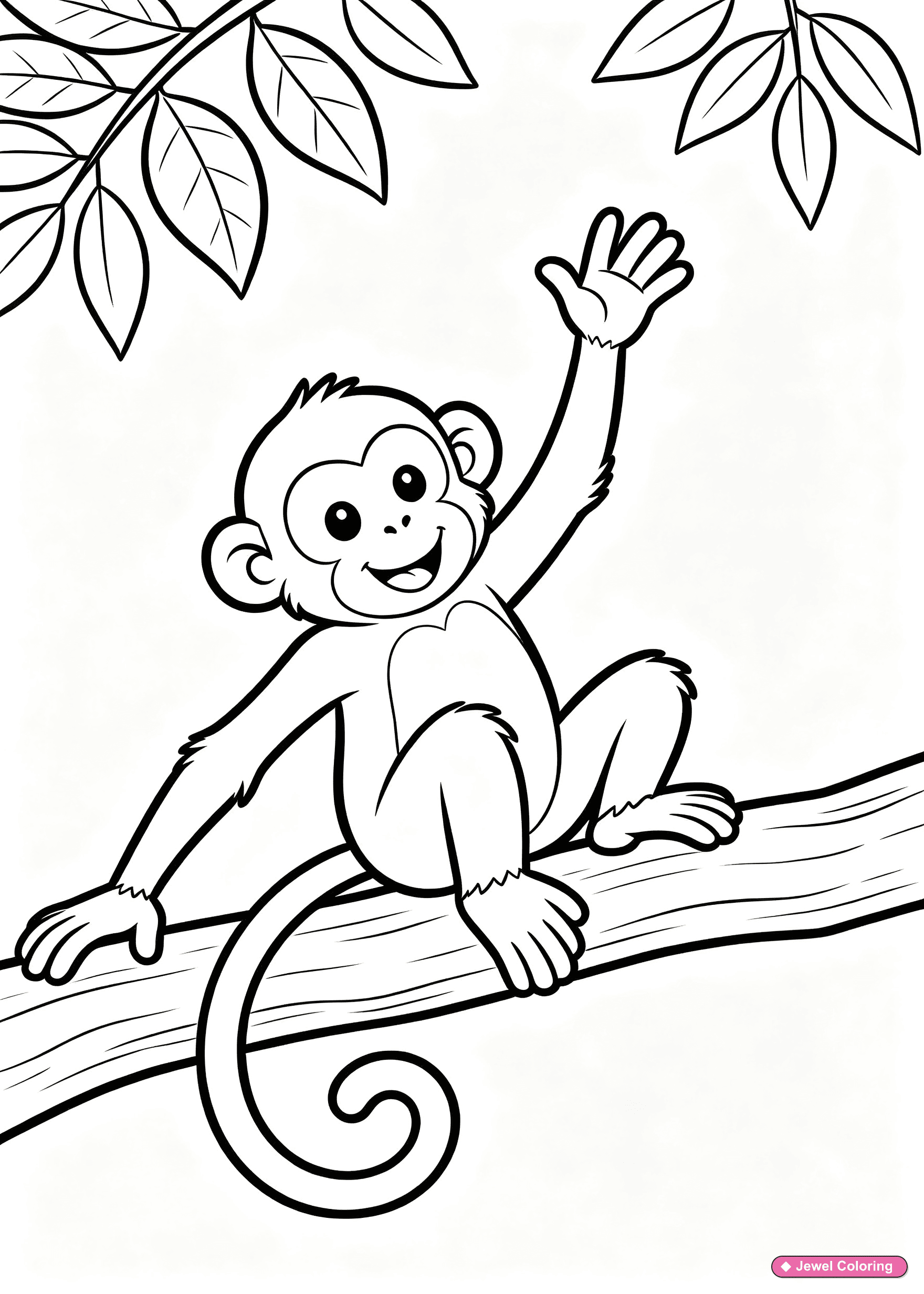 Monkey Swinging Vine Coloring Page printable monkeys coloring page