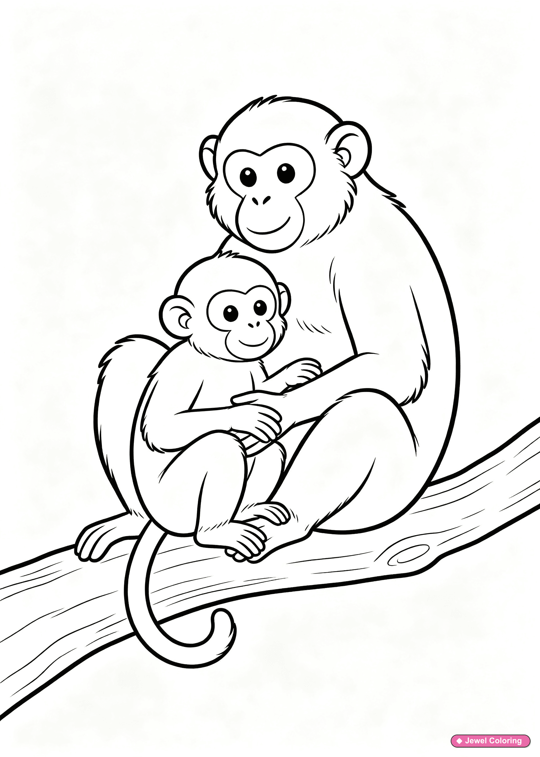 Mother And Baby Monkey Coloring Page printable monkeys coloring page