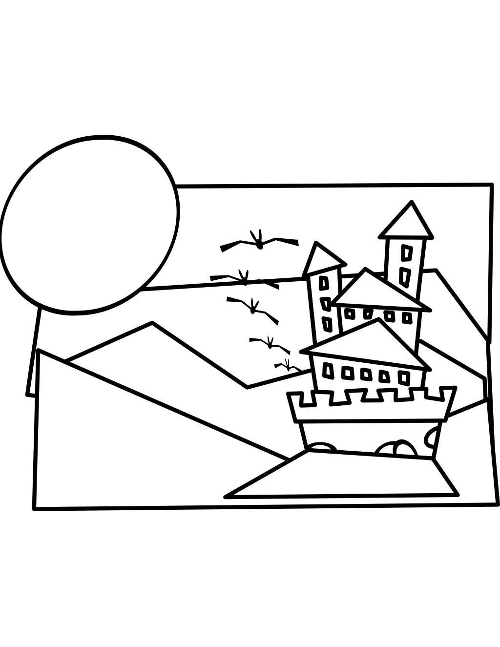 Castle 01 printable princesses coloring page