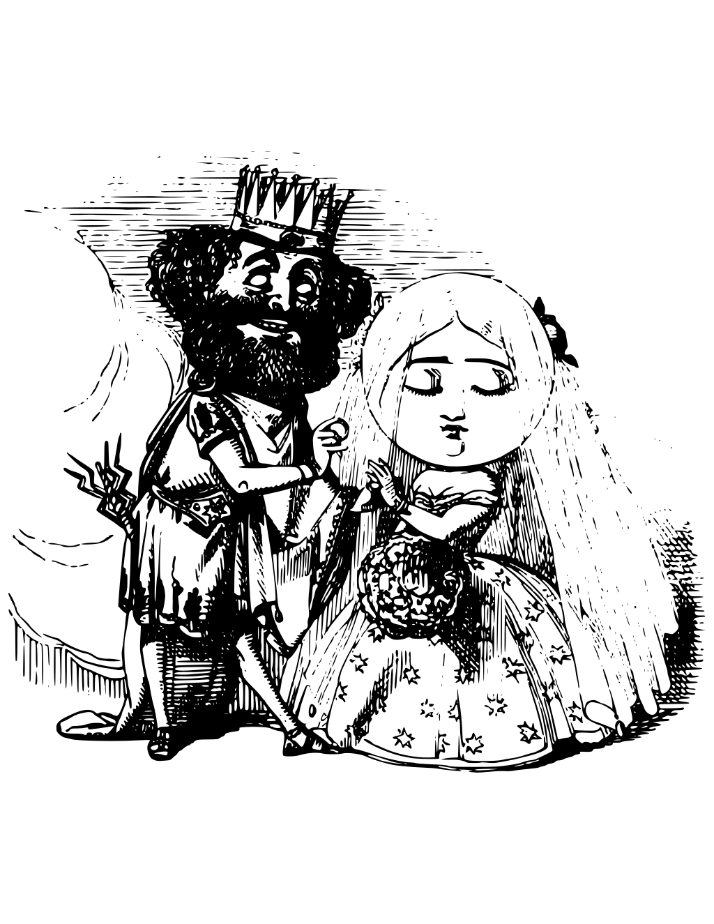 King Princess Courting printable princesses coloring page