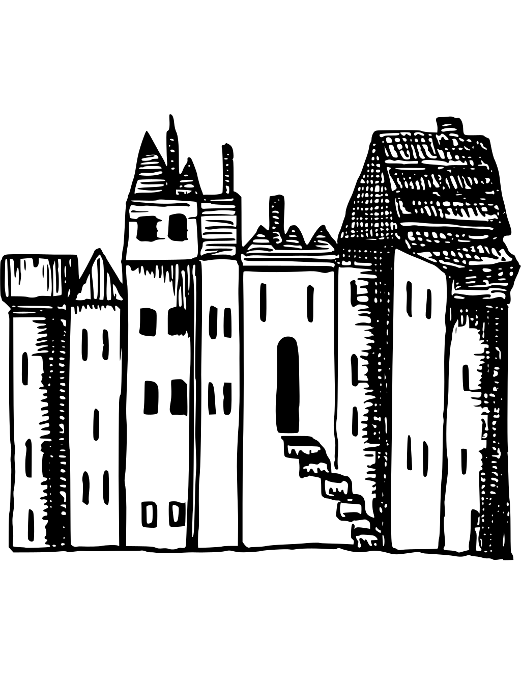 Old Castle Ruins printable teens coloring page