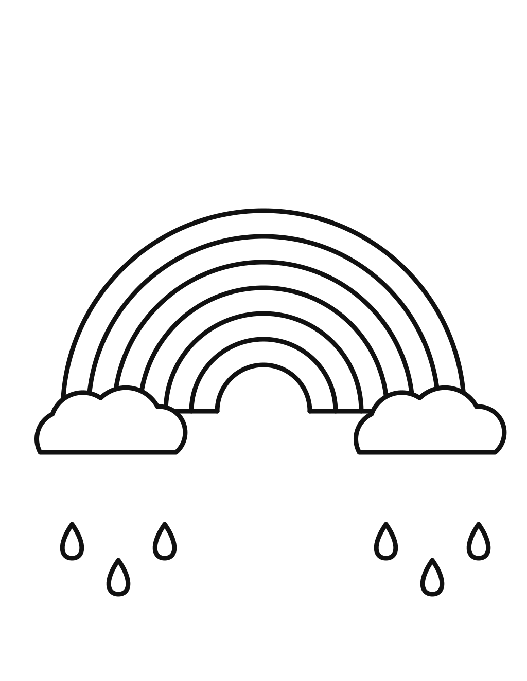 Rainbow With Rain Clouds printable march coloring page