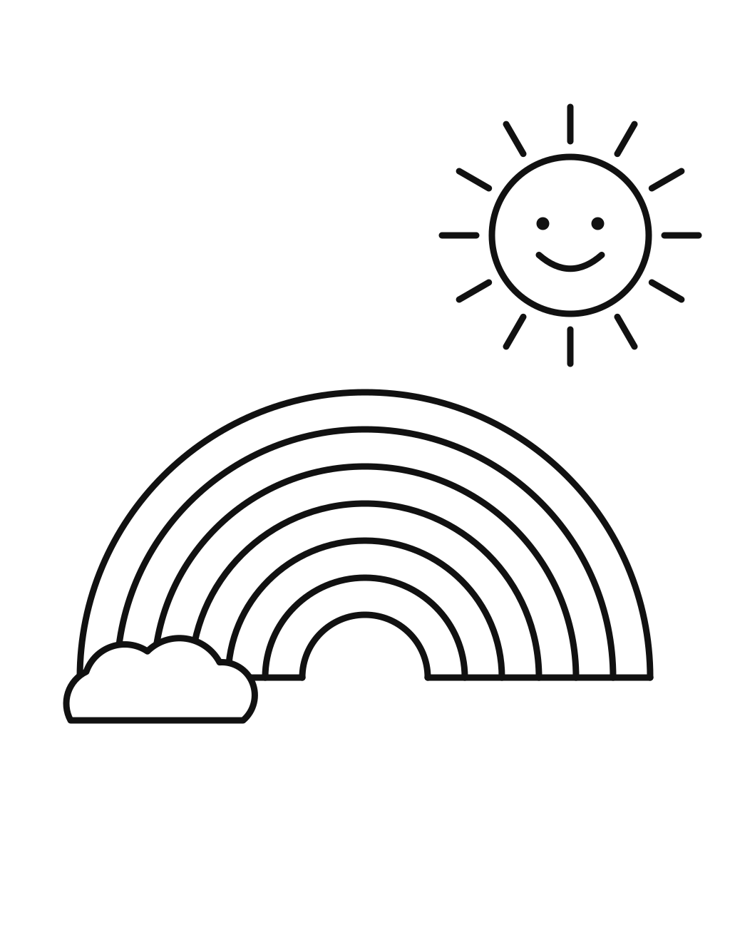 Rainbow With Sun printable rainbow coloring page