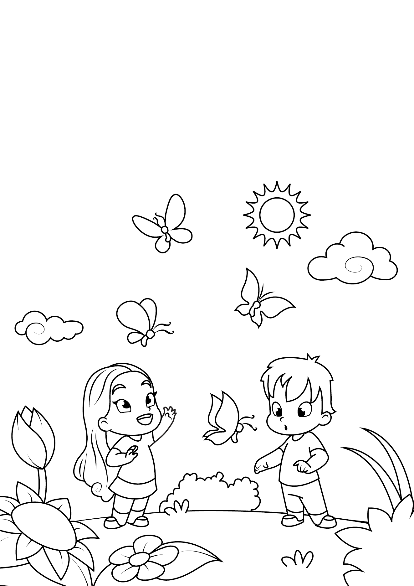 Spring Coloring Book Page 09 printable spring coloring page