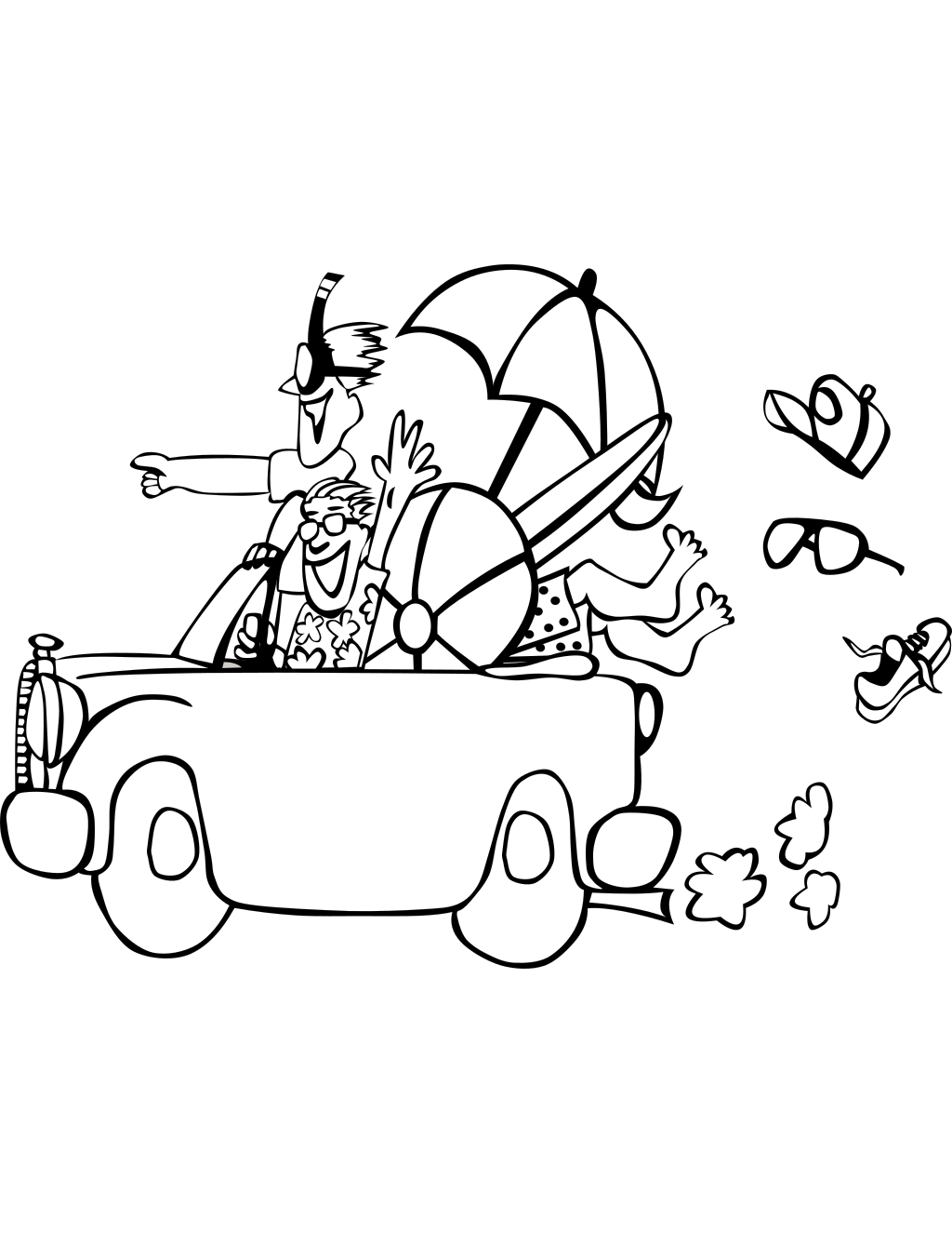 Beach Trip Vector Graphics printable august coloring page
