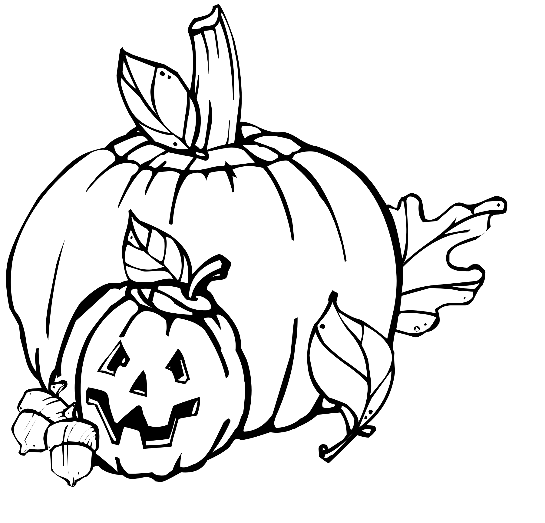 Pumpkins Black And White printable november coloring page