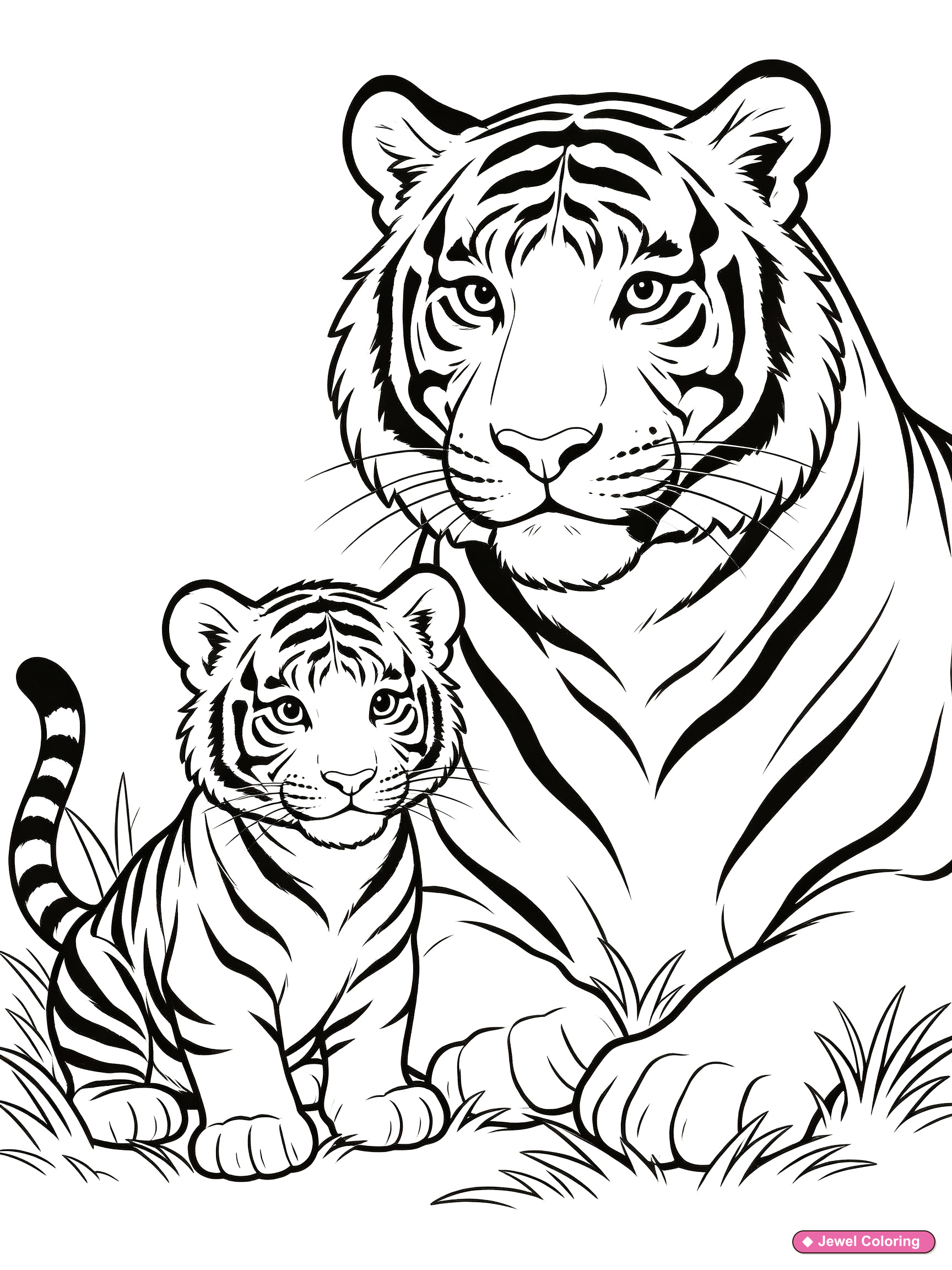 Mother Tiger Cub Coloring Page printable tigers coloring page