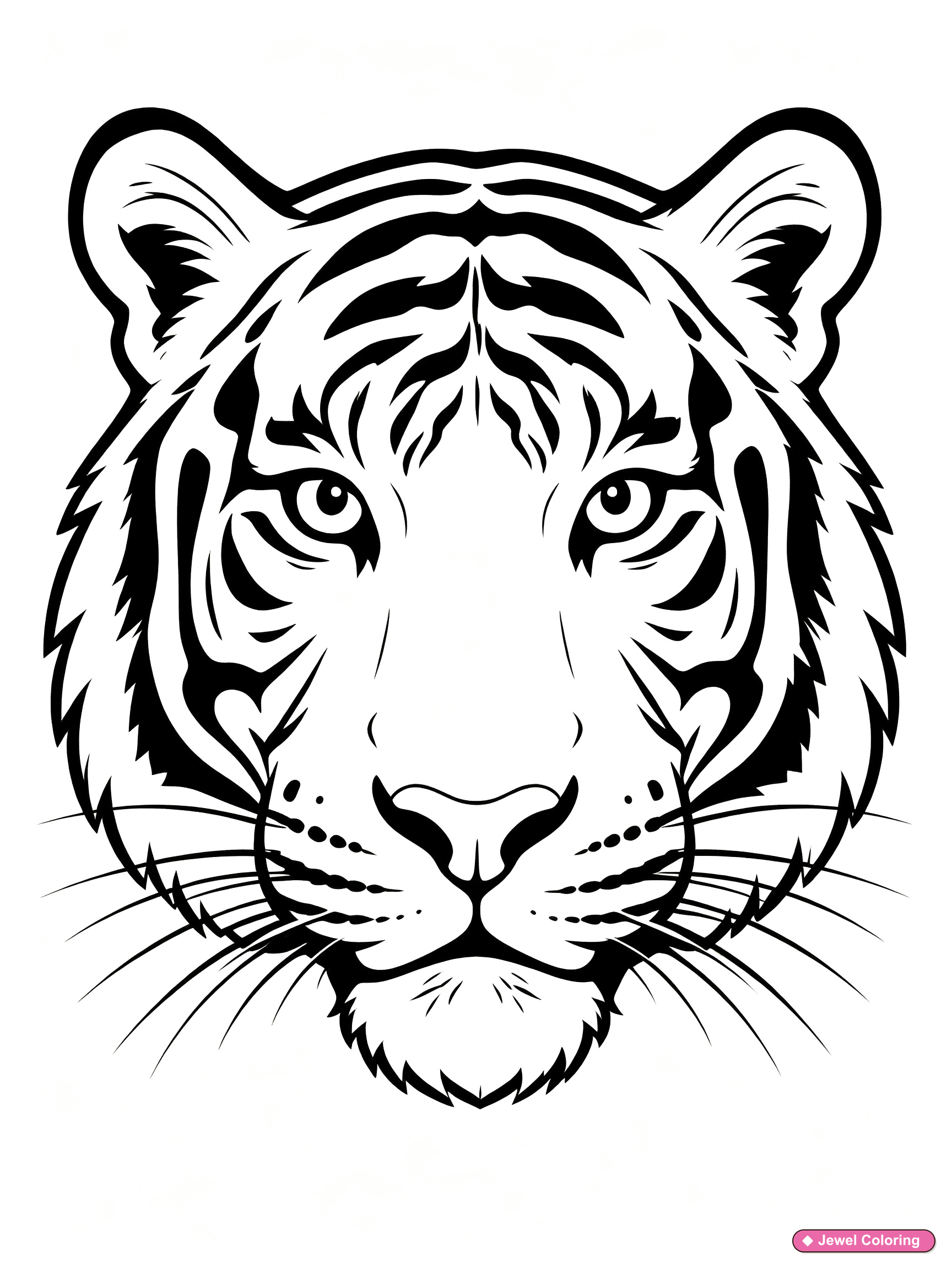 Realistic Tiger Face Coloring Page printable tigers coloring page