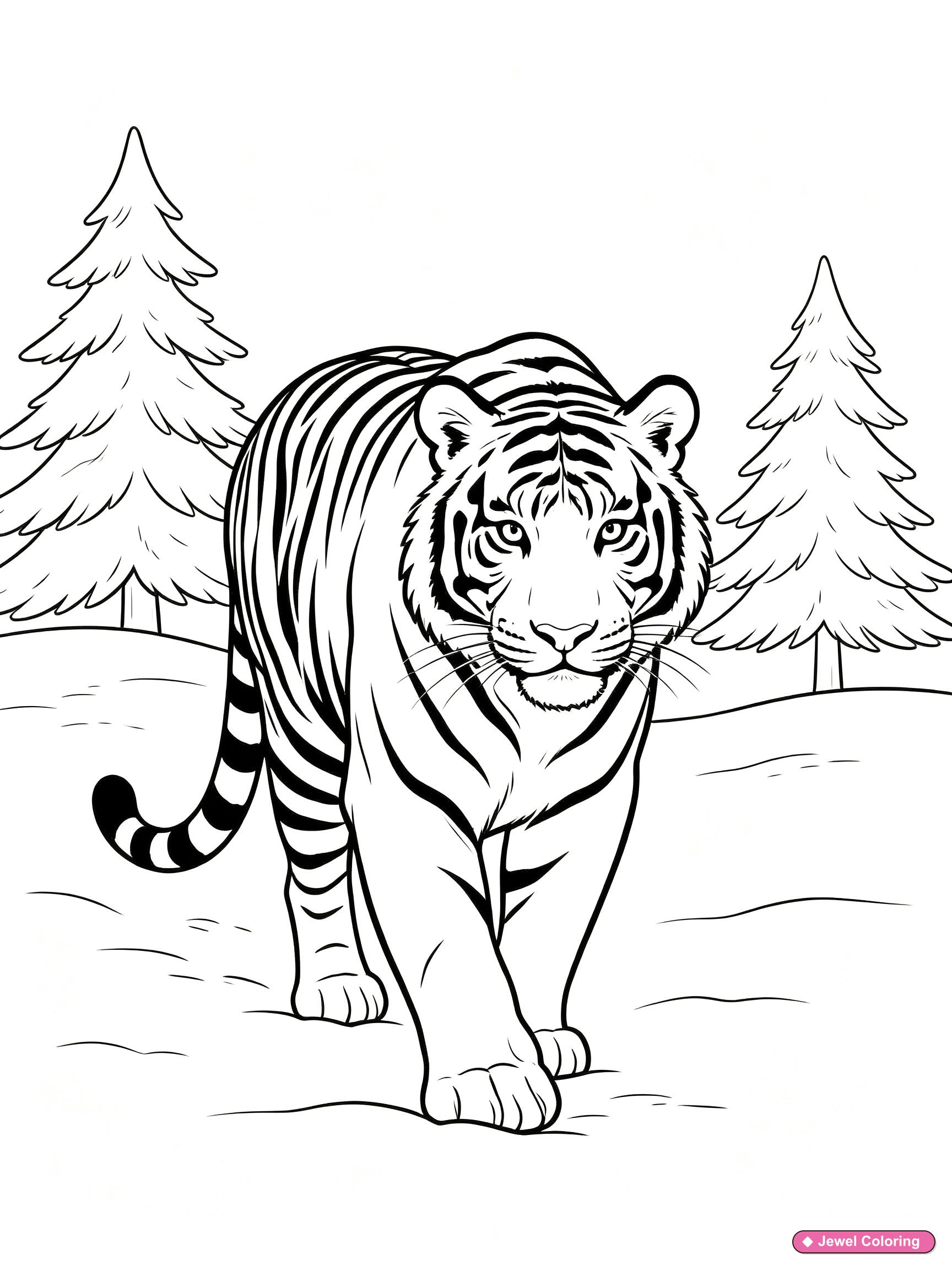 Snowy Tiger Coloring Page printable tigers coloring page